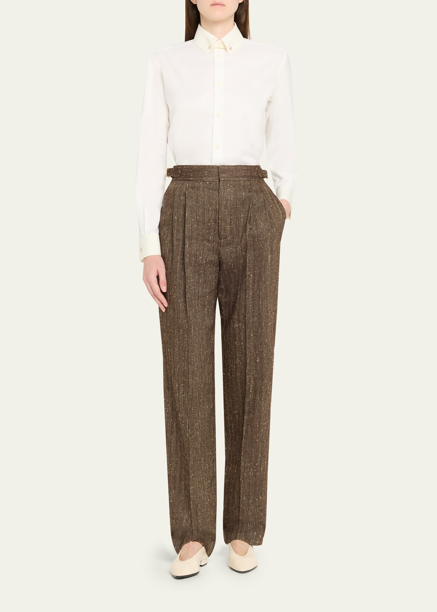 Thea Collar-Pin Oxford Shirt - 2