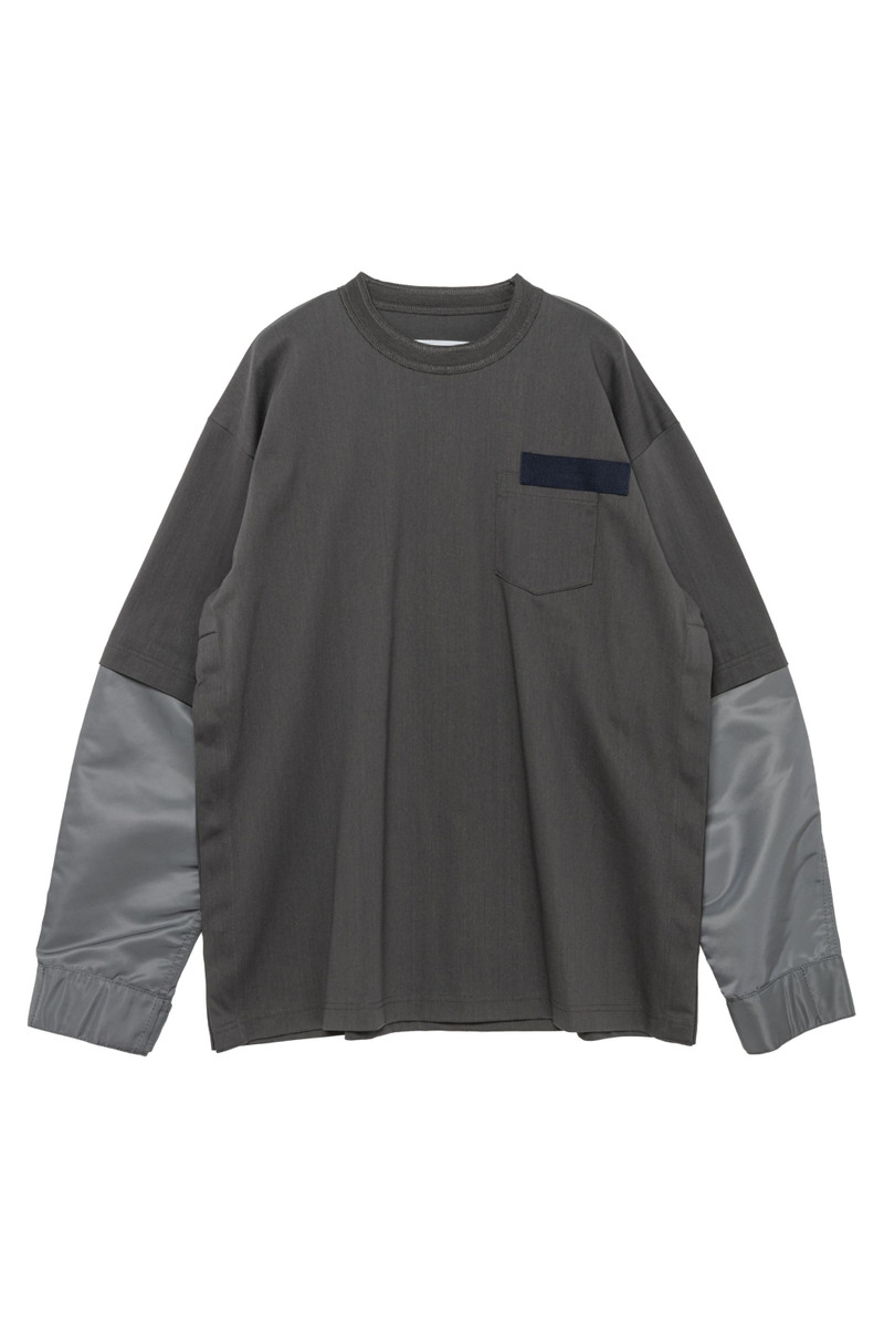 Nylon Twill x Cotton Jersey L/S T-Shirt 1