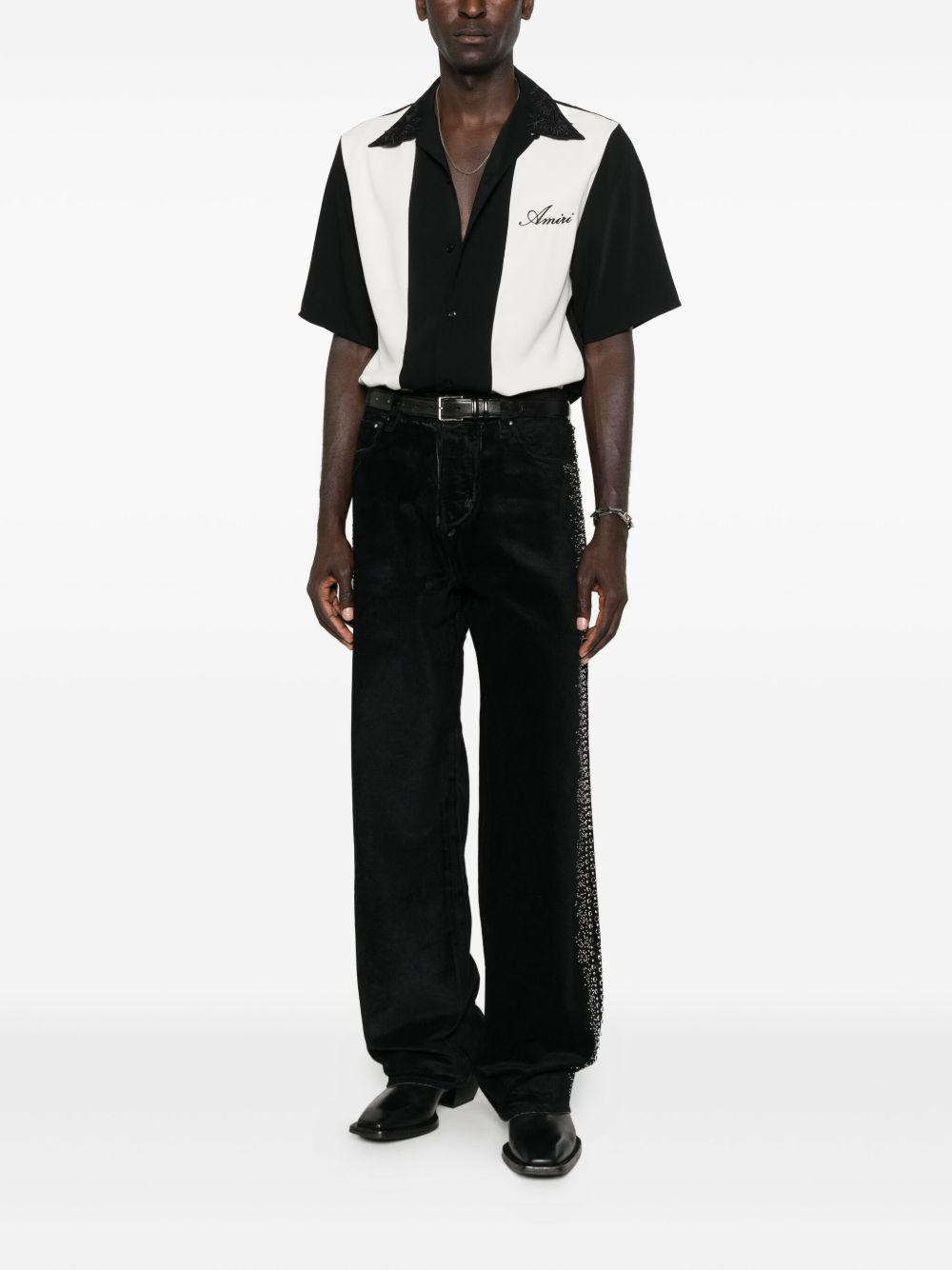 embellished velvet jeans - 2