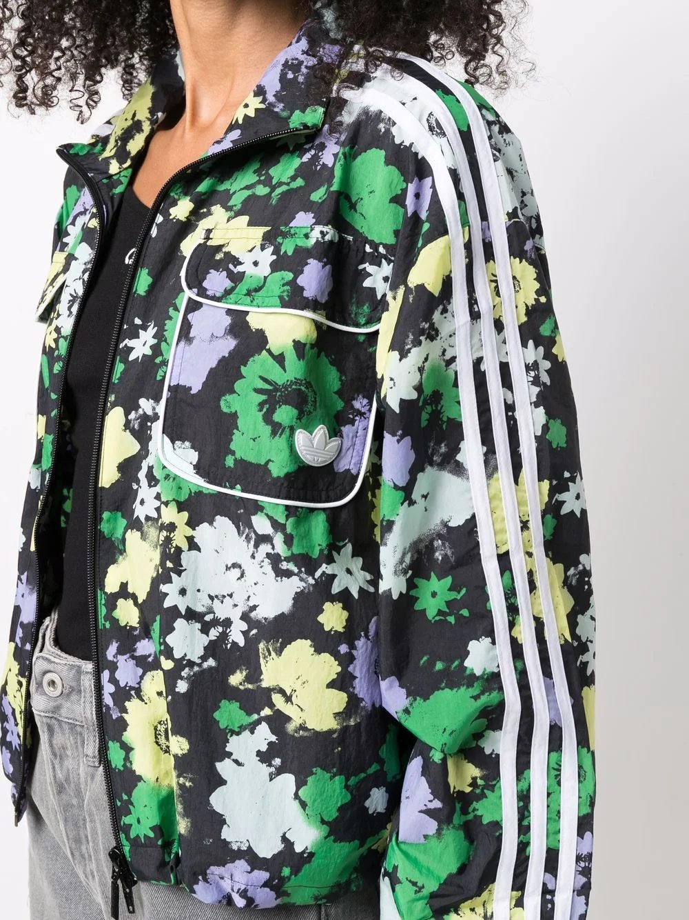 three-stripe floral-print windbreaker - 5