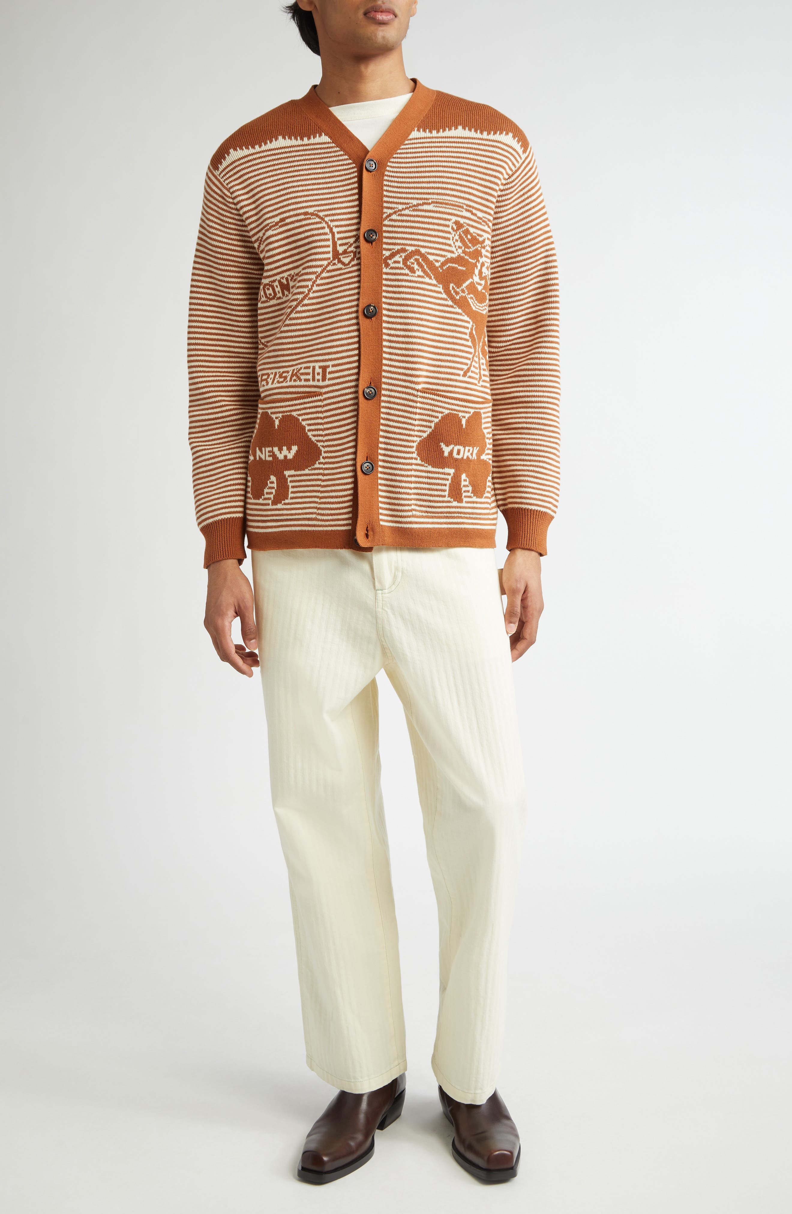 Bode Buckaroo Cardigan in Brown/Cream at Nordstrom - 2