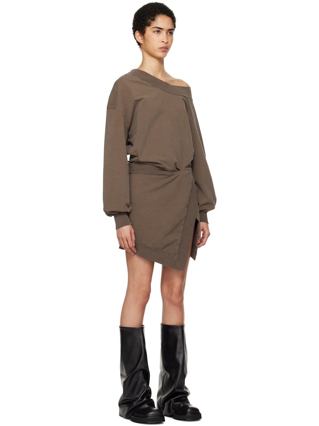 Brown Sweater Minidress - 2