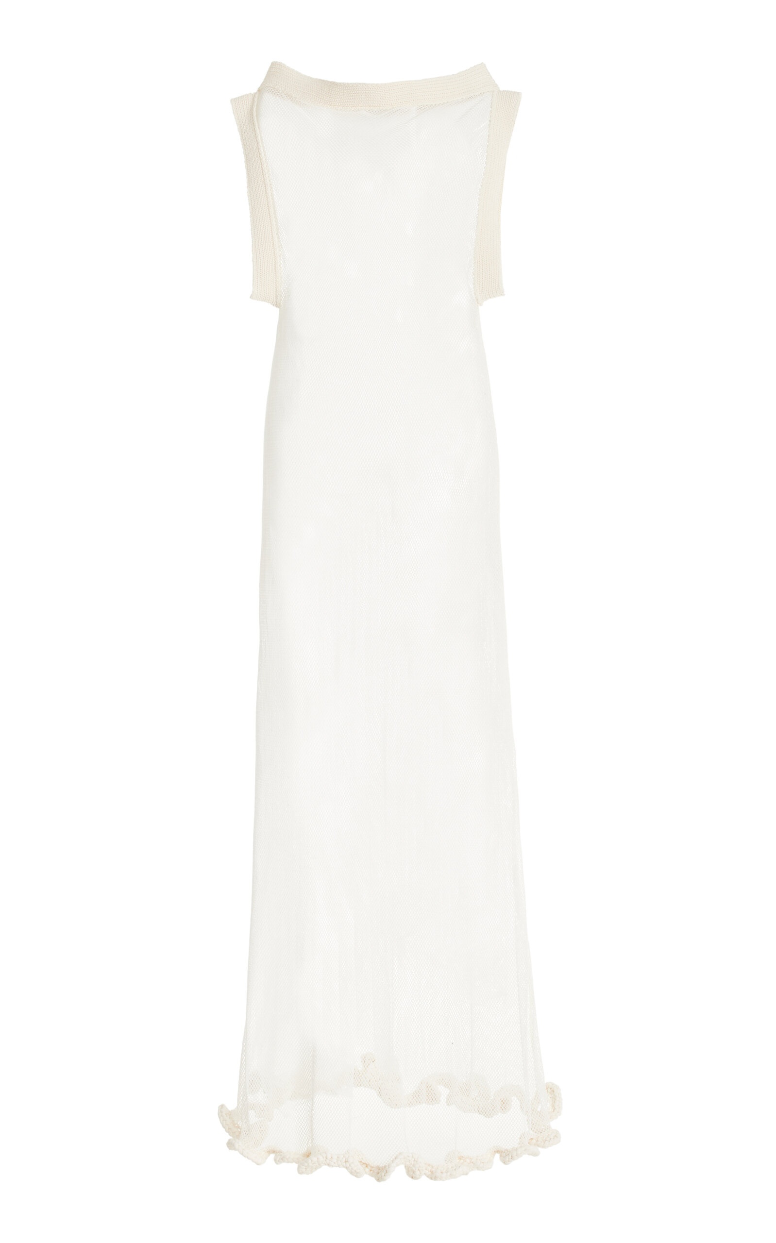 Wave Mesh-Detailed Cotton-Blend Dress ivory - 1