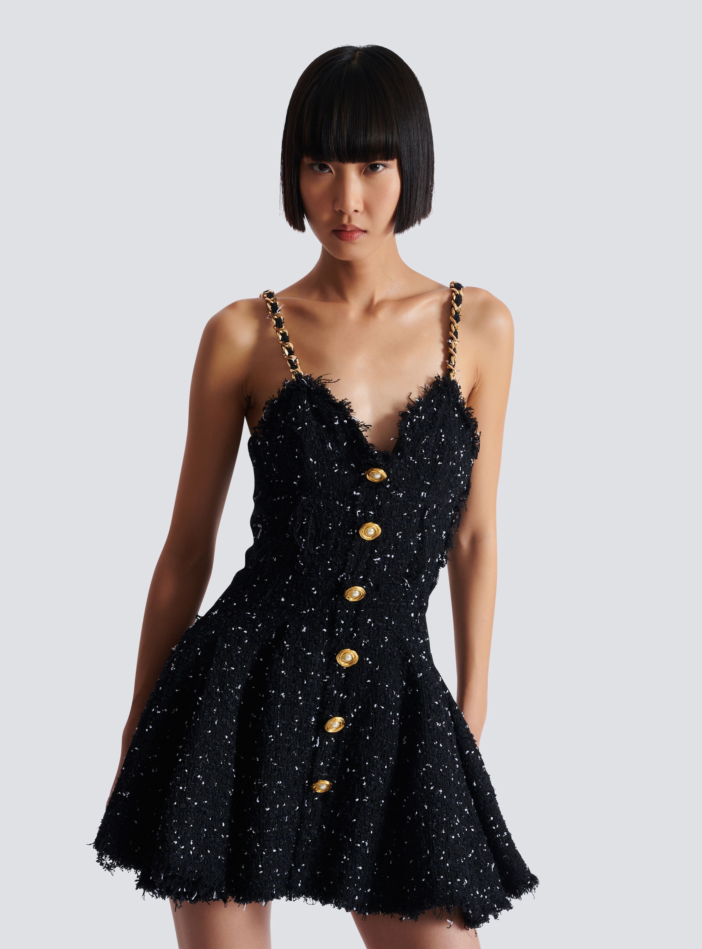 Strappy polka-dot tweed dress - 8