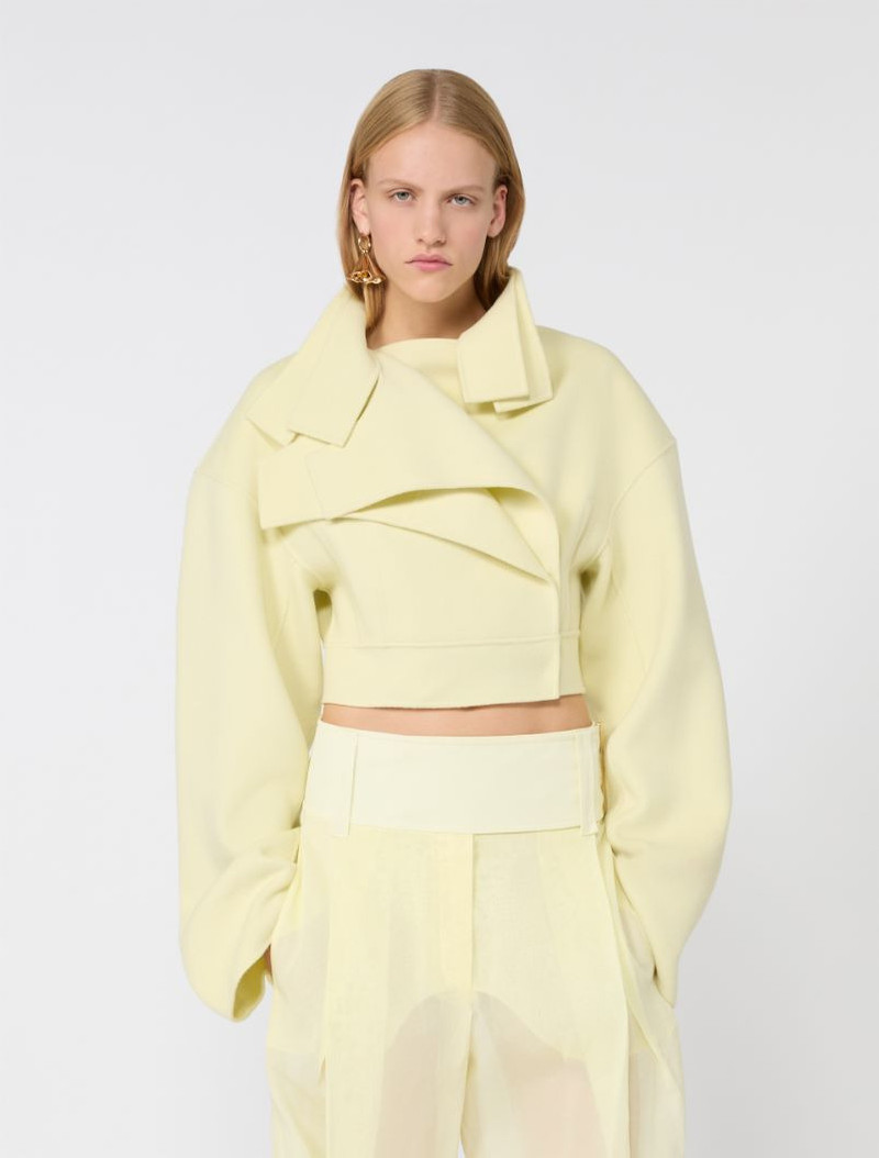 Pure wool biker jacket - light yellow 5