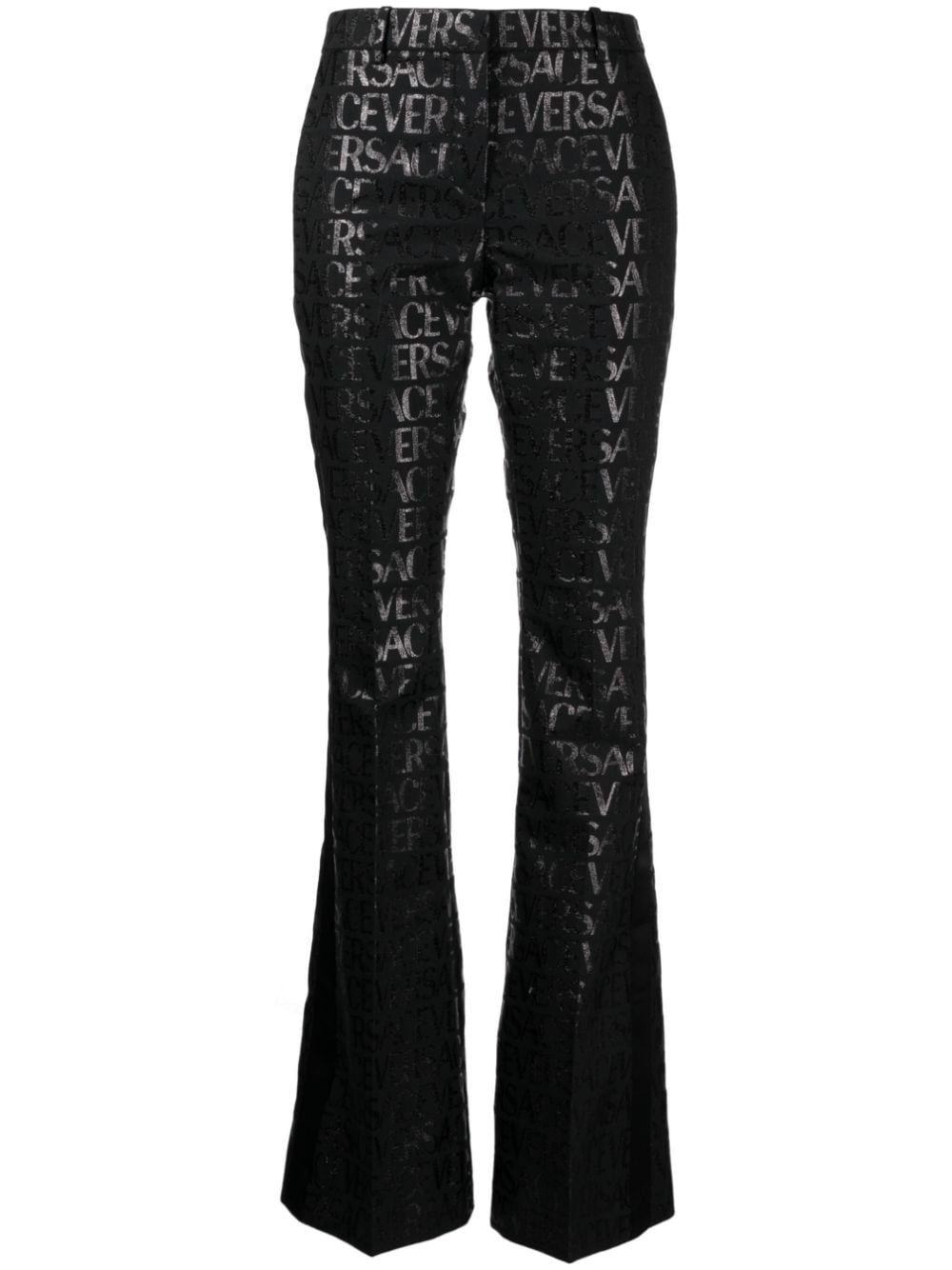 logo-jacquard flared-leg trousers - 1