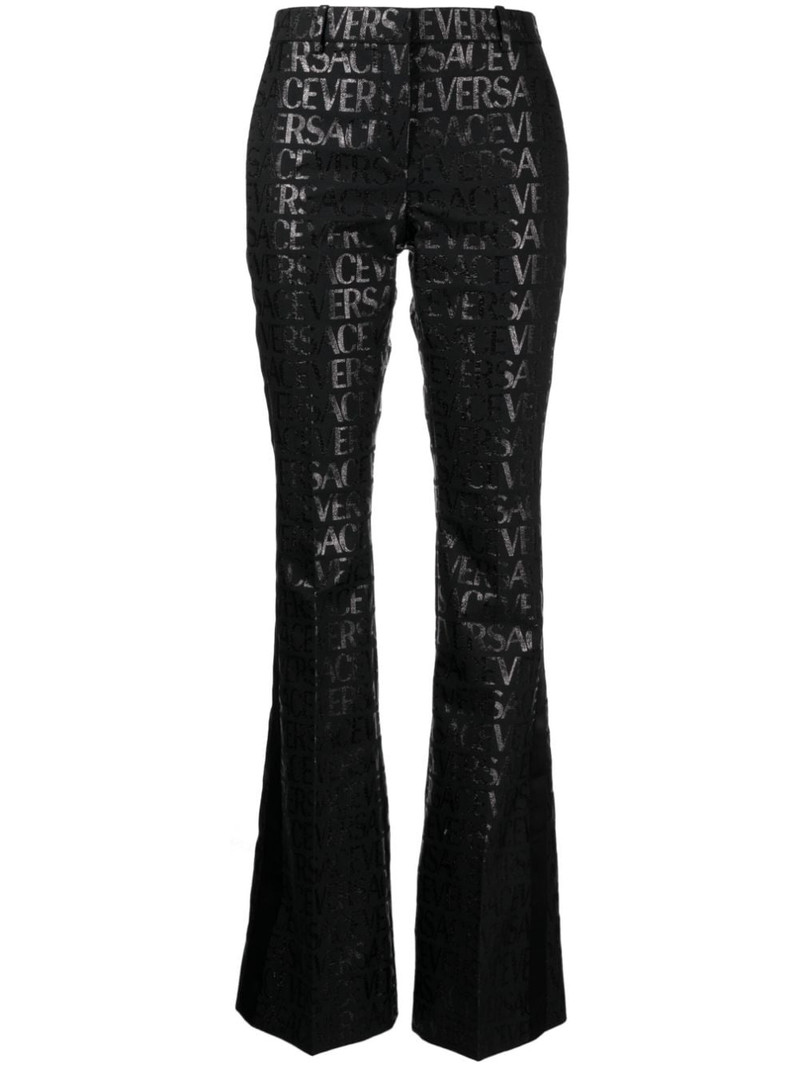 logo-jacquard flared-leg trousers 1