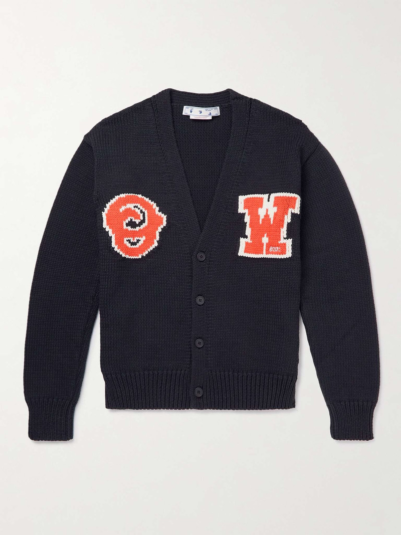 Logo-Jacquard Cotton-Blend Cardigan - 1