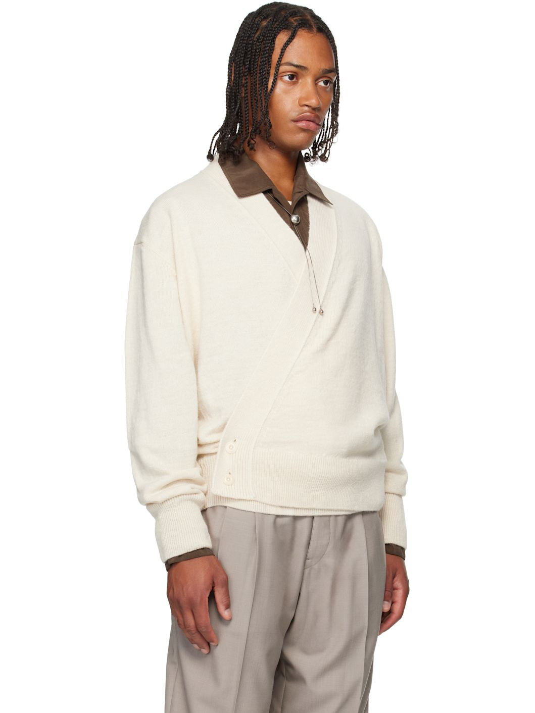 Beige Wrap Cardigan - 2