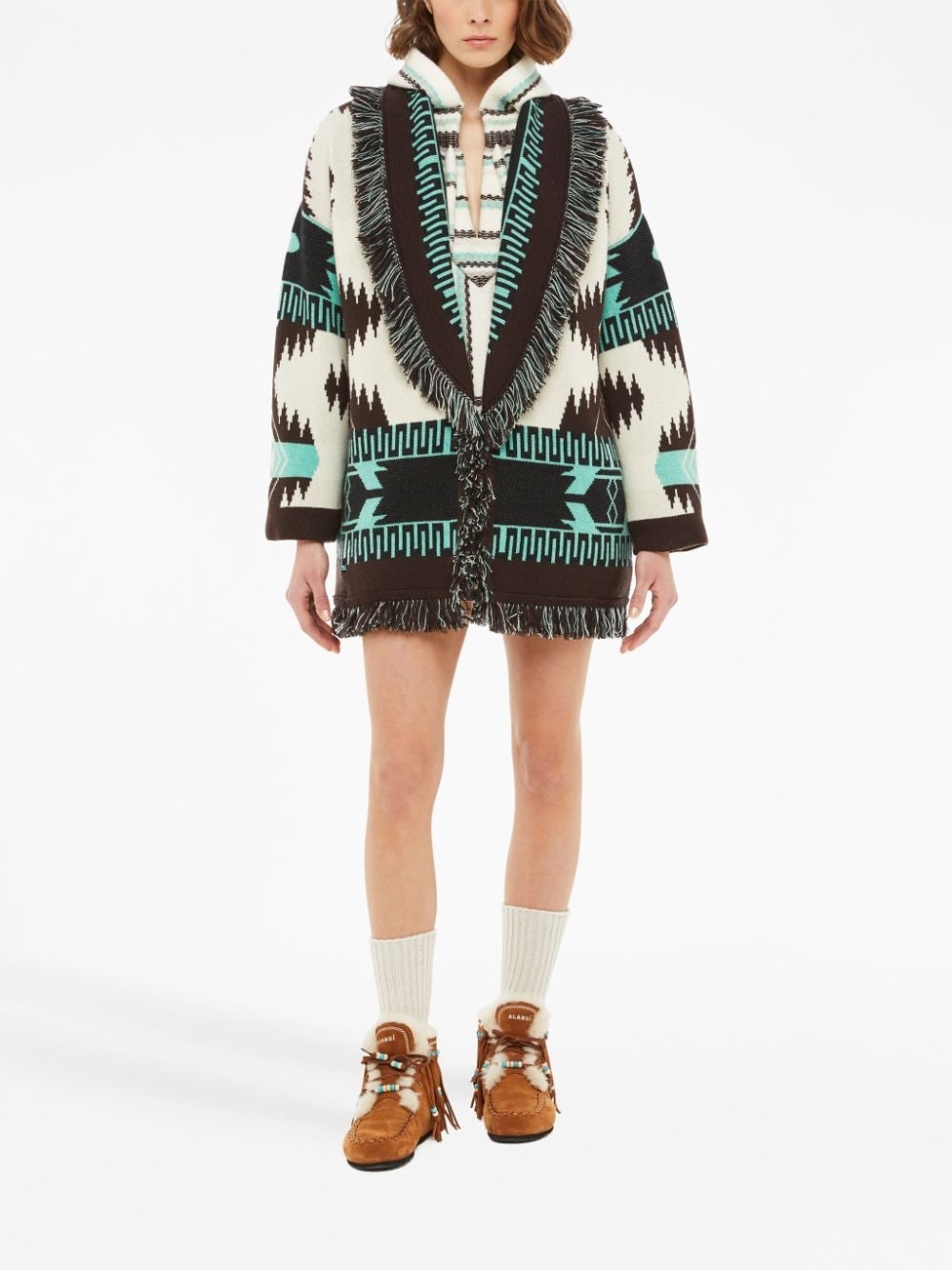 Icon Jacquard fringed cardigan - 3