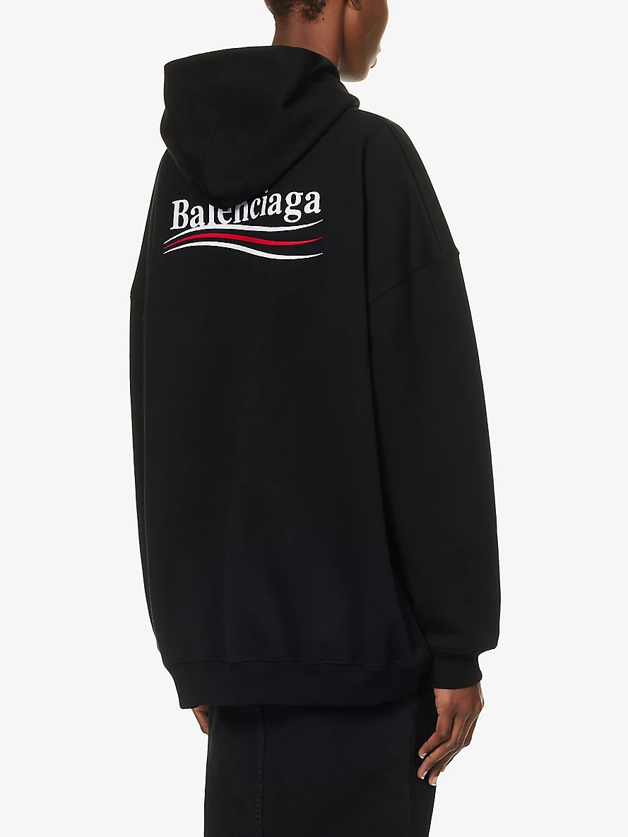 Logo-print oversized-fit cotton-jersey hoody - 4