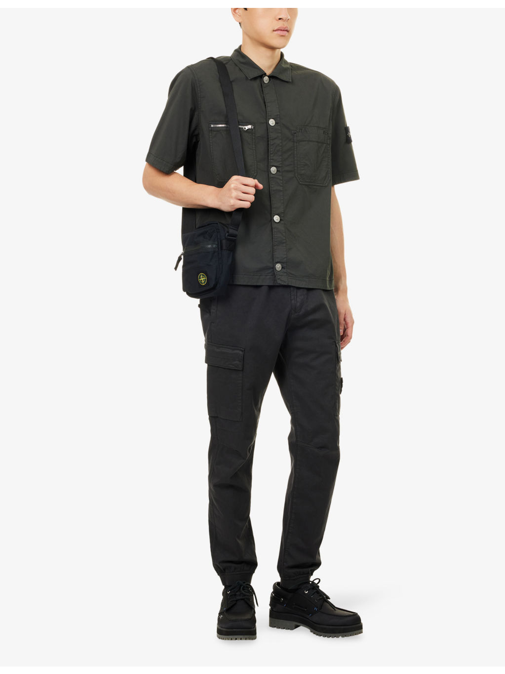 Logo-Badge Short-Sleeve Cotton-Blend Shirt - 2