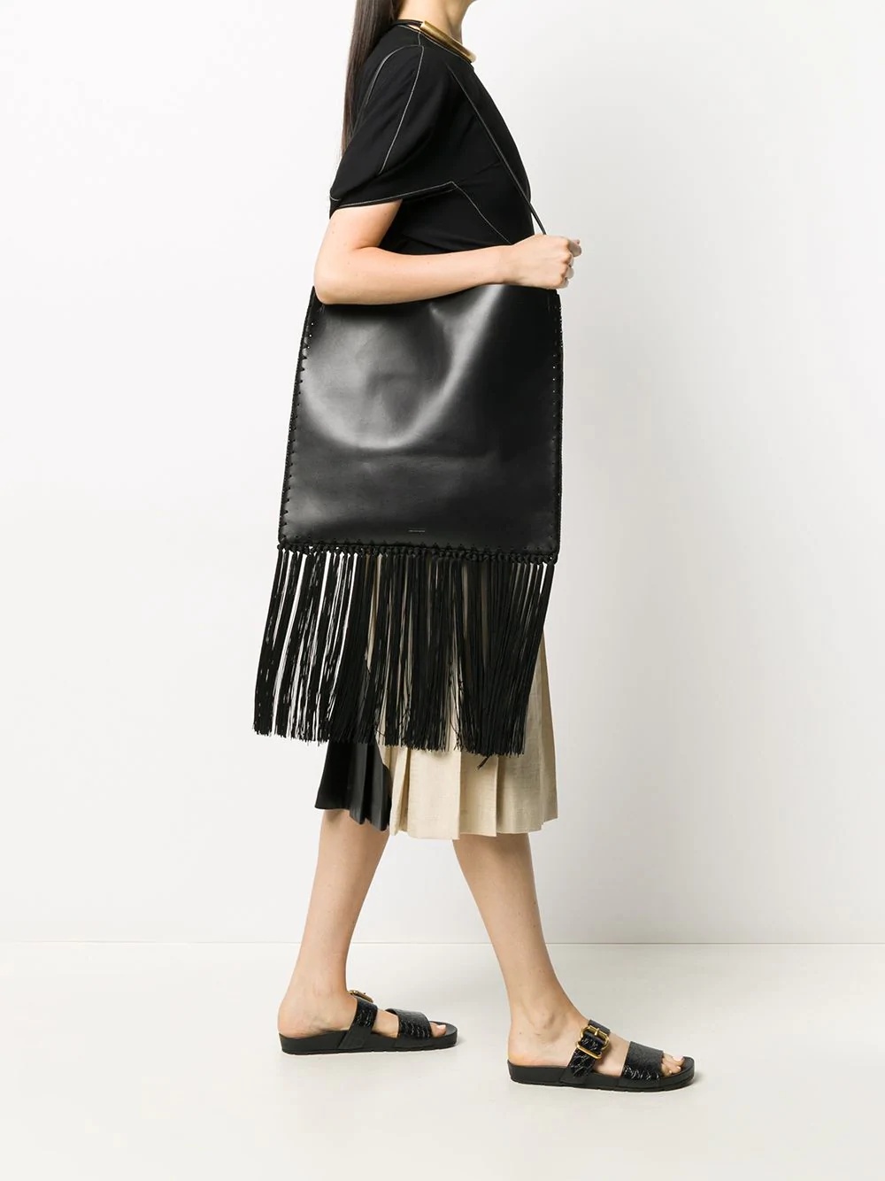 fringe border tote - 2