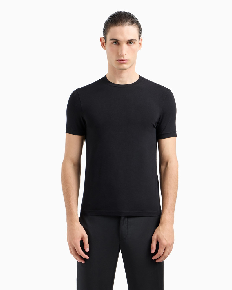 GIORGIO ARMANI CREW-NECK SHORT-SLEEVED T-SHIRT IN STRETCH VISCOSE JERSEY outlook