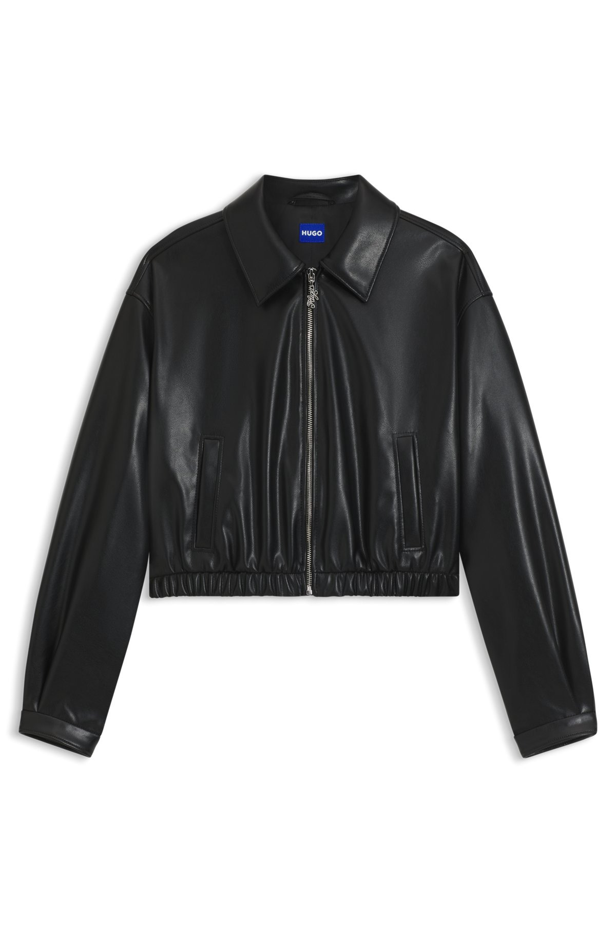 CROPPED JACKET IN FAUX LEATHER WITH EMBOSSED REAR LOGO - 1