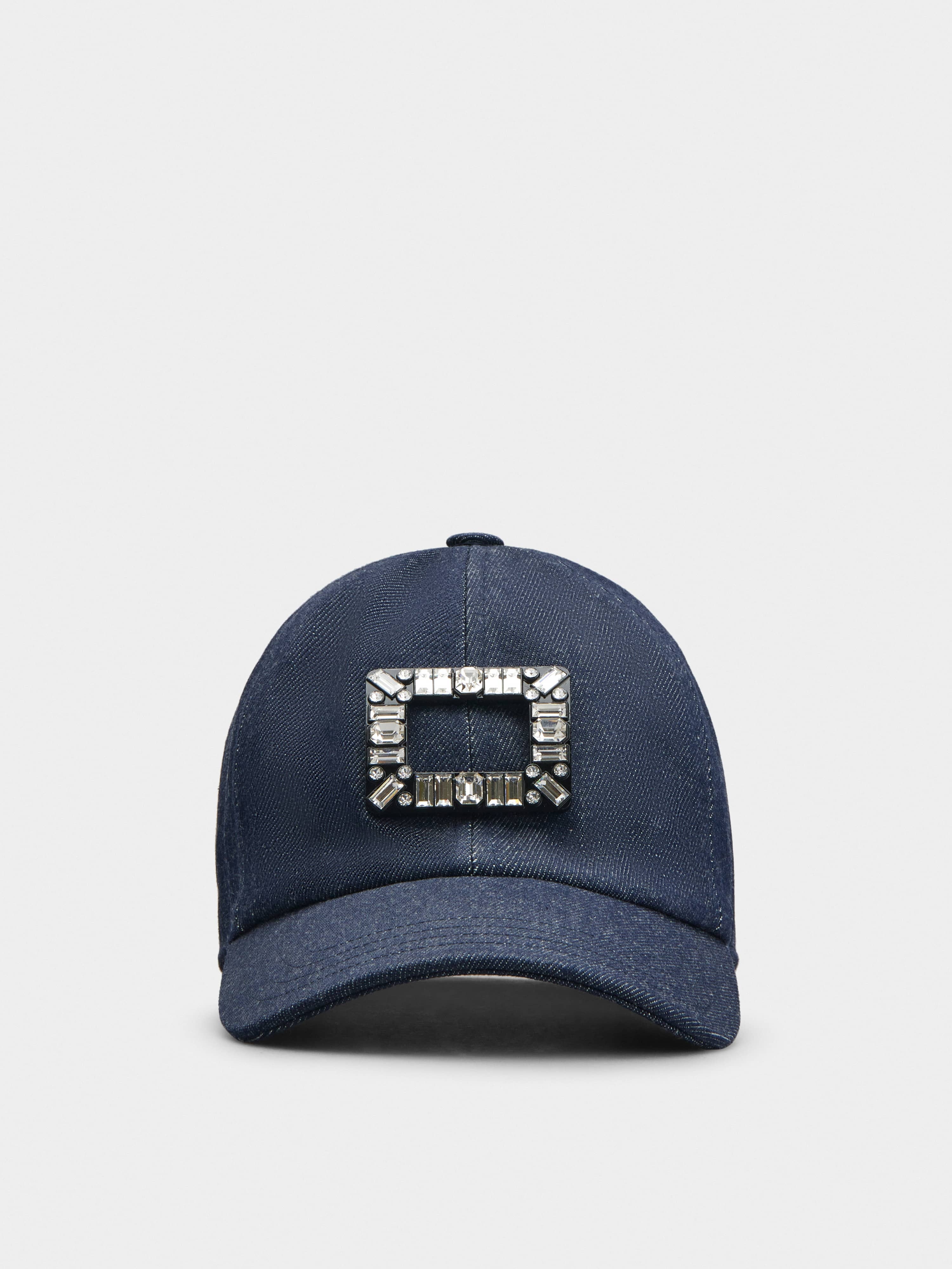 Viv' Skate Strass Buckle Baseball Cap in Denim - 1