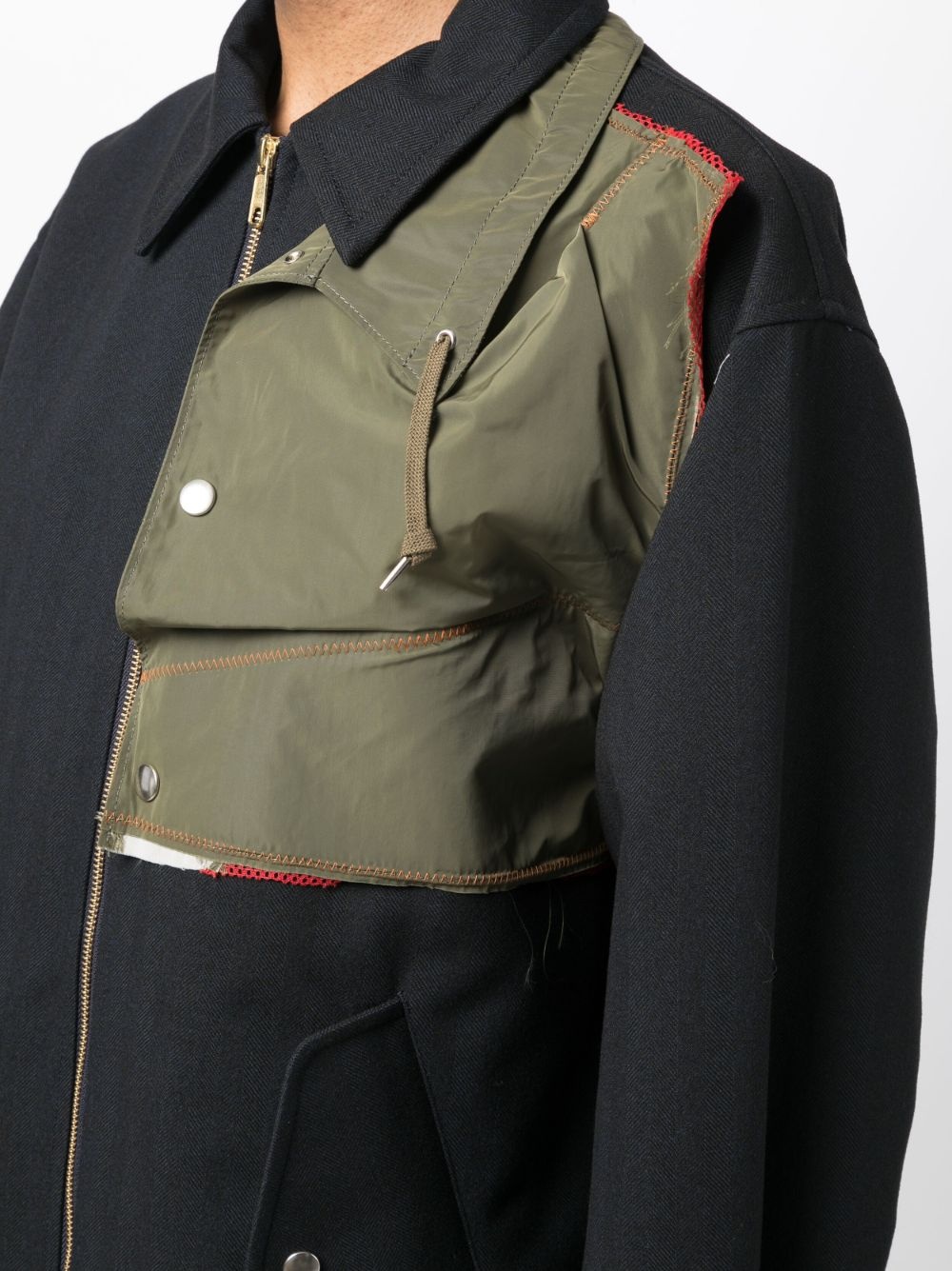 layered panelled shirt jacket - 5