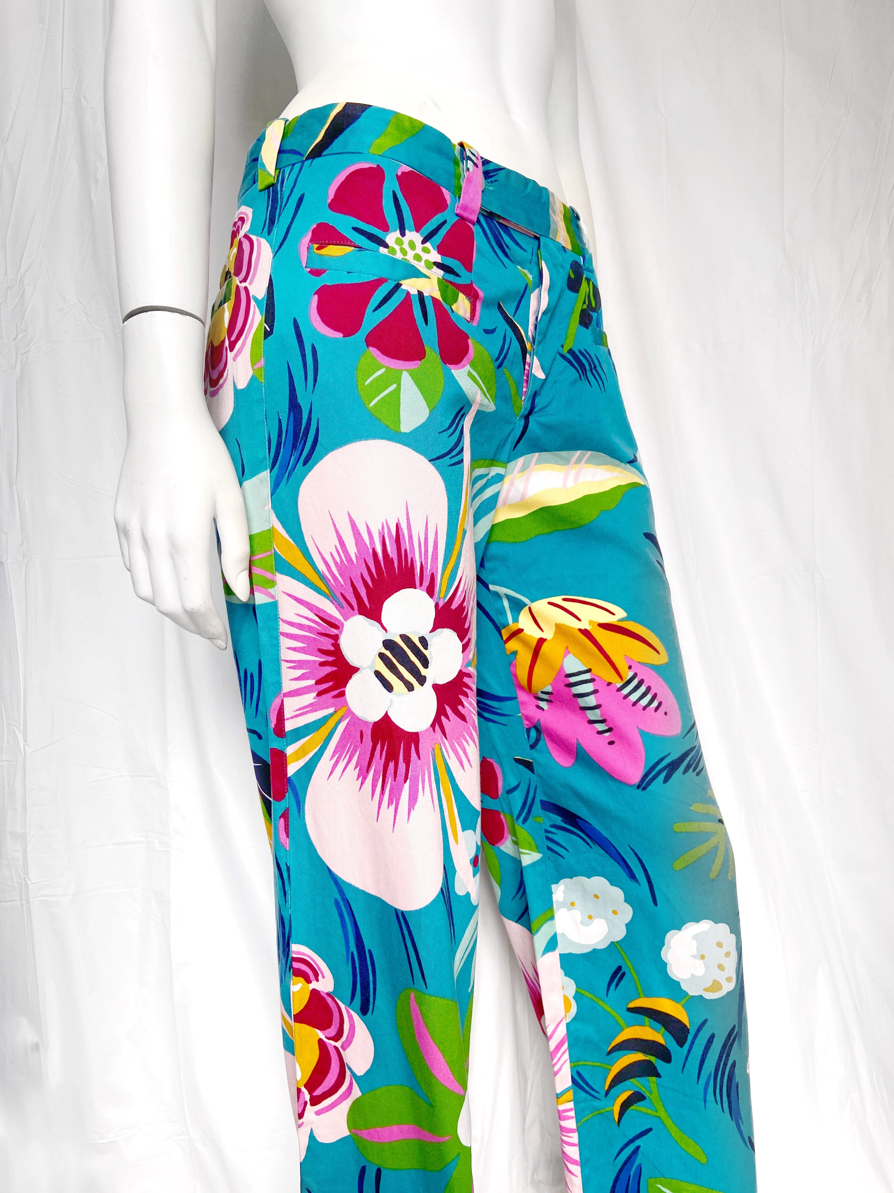 Gucci Spring 1999 Tom Ford Iconic Runway Blue Floral Pants 42 - 9