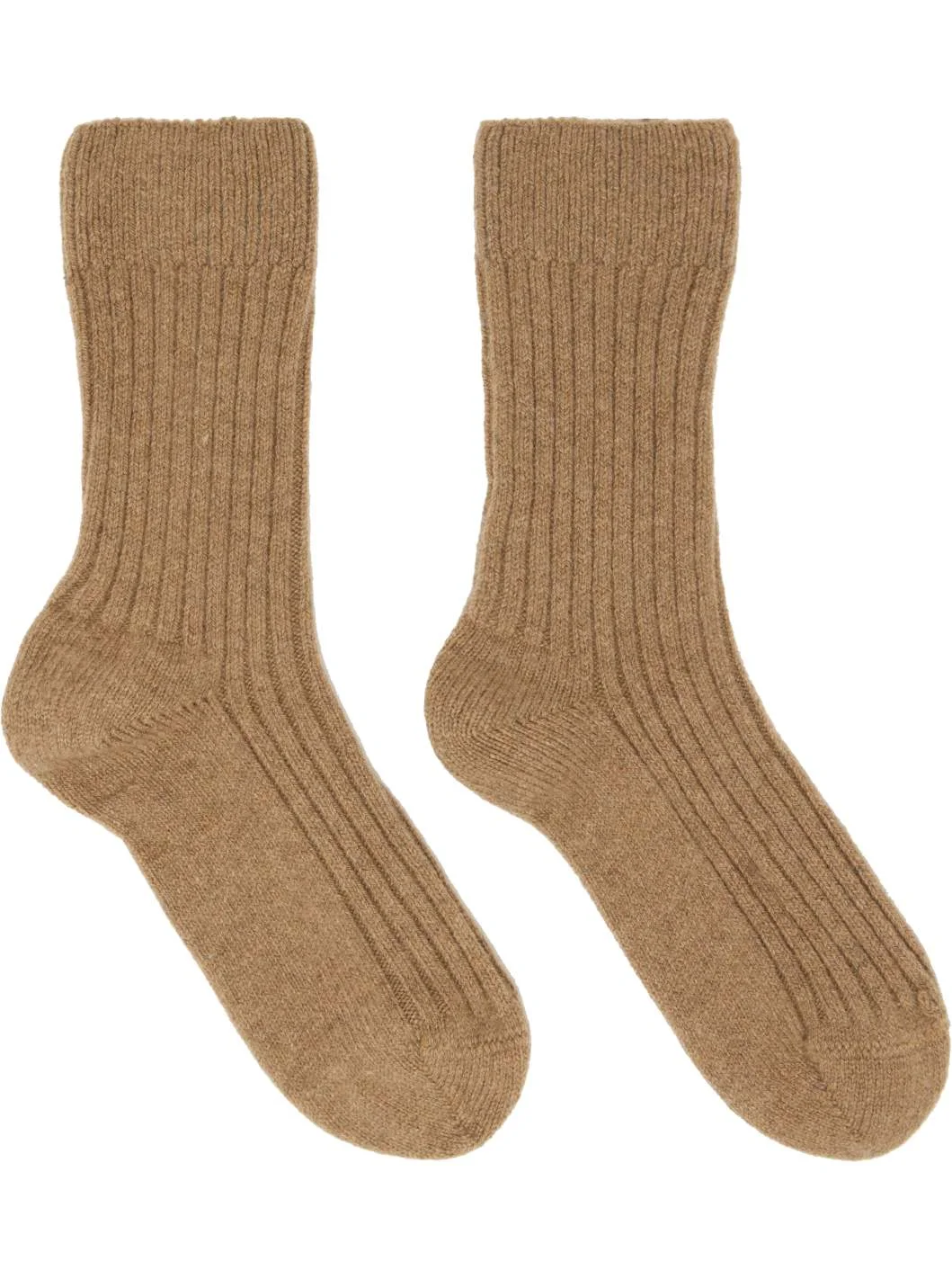 Brown Rib Overankle Socks - 1