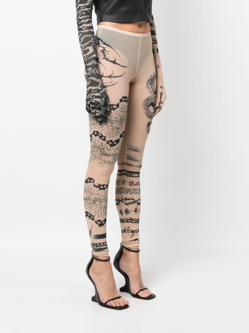 graphic-print semi-sheer leggings - 3