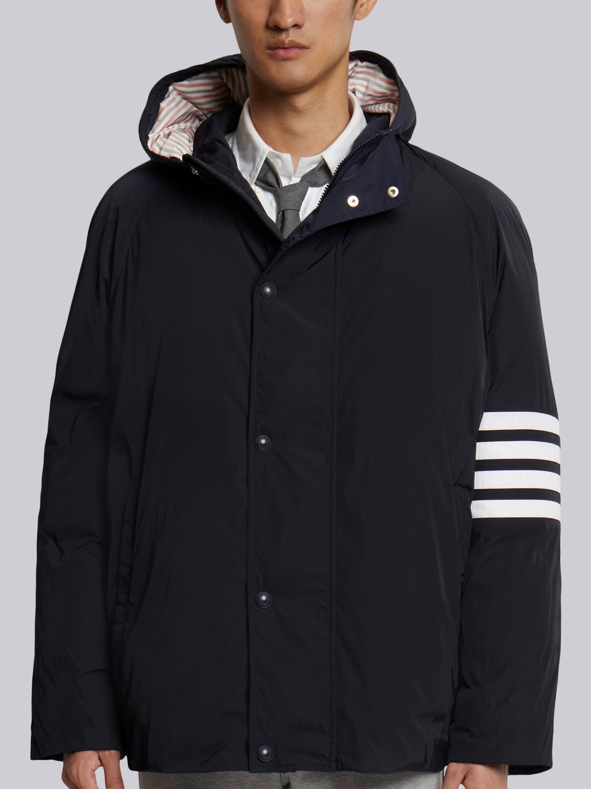 Navy Poly Twill 4-bar Sideline Football Parka - 1