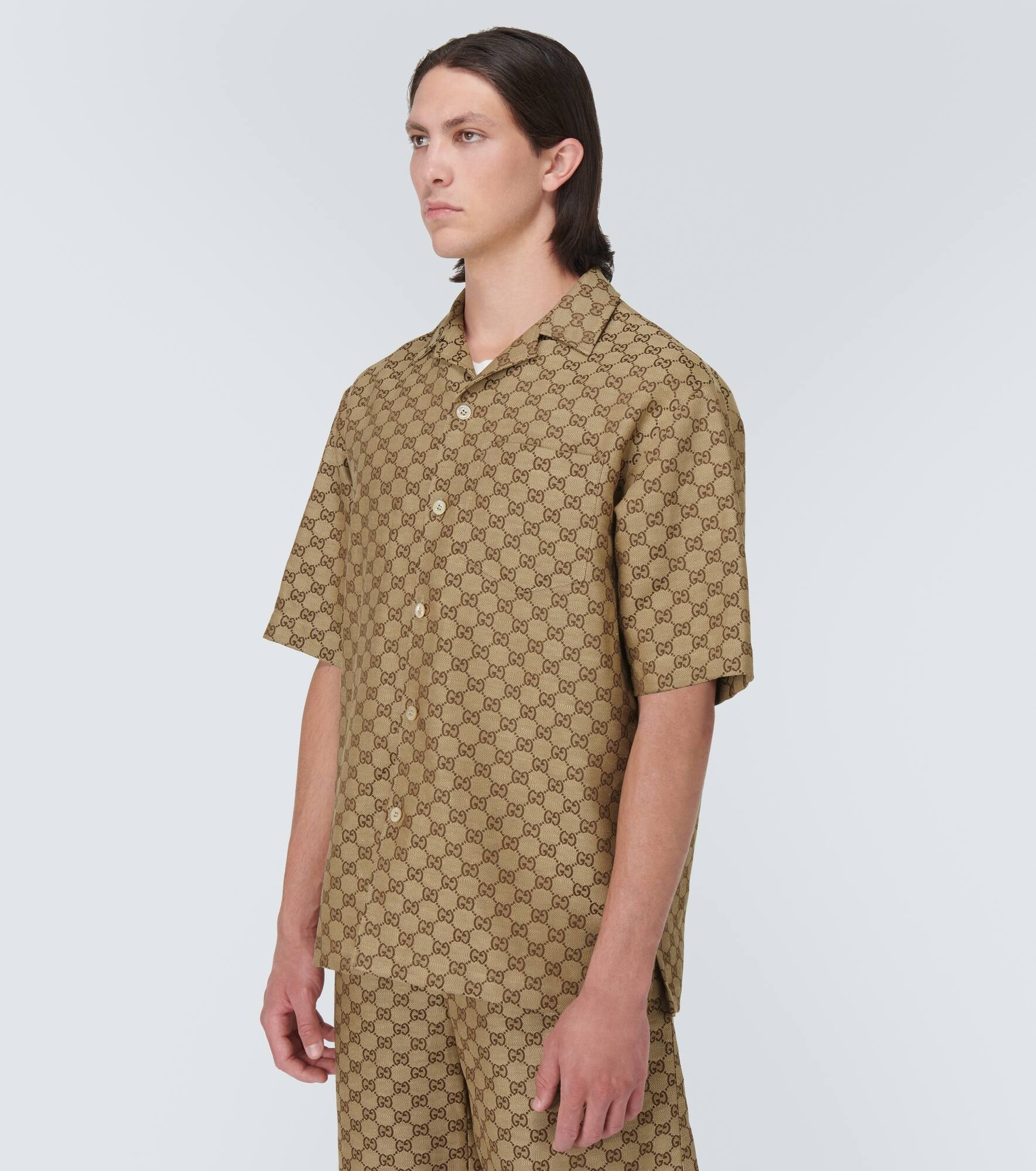 GG jacquard linen-blend shirt - 3