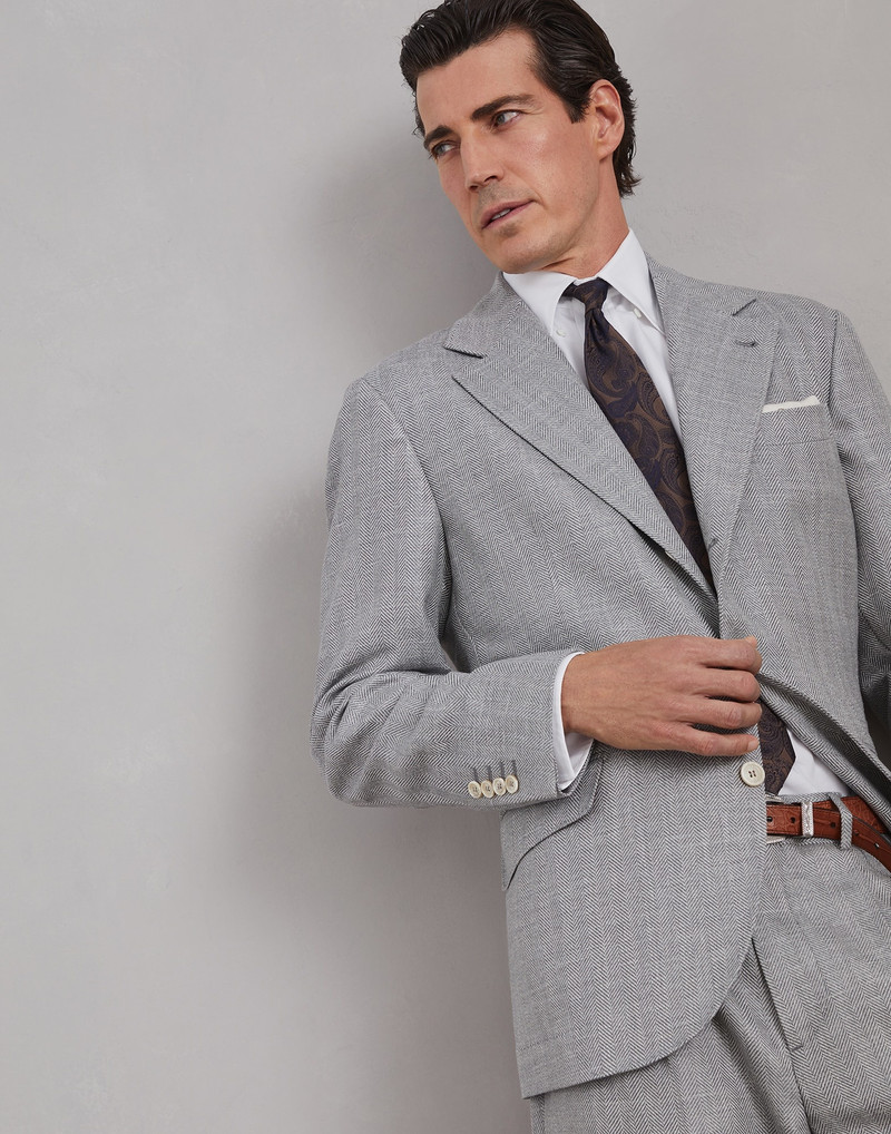 Comfort wool, silk and linen chevron deconstructed Cavallo blazer 4