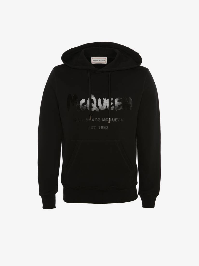Mcqueen Graffiti Hooded Sweatshirt in Black - 1