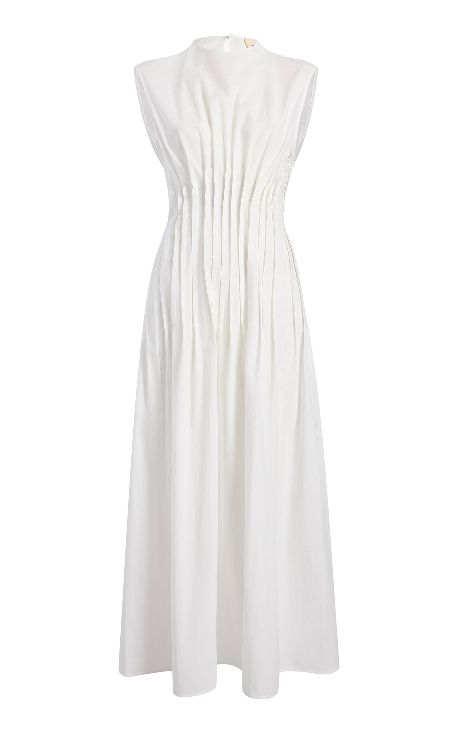 Wes Pleated Cotton Midi Dress white - 1