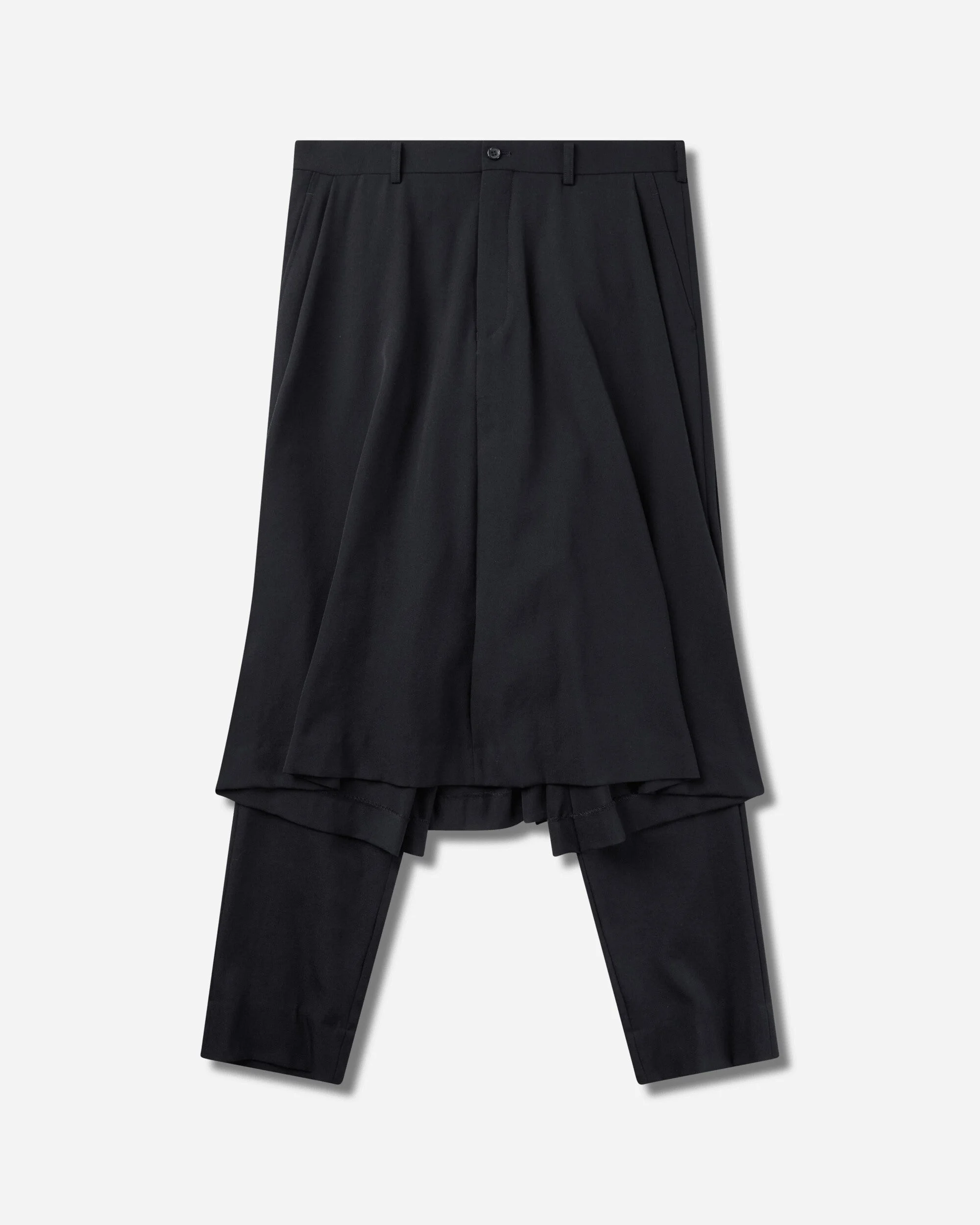 Men's Wool Gabardine Hybrid Skirt Trousers Black - 1