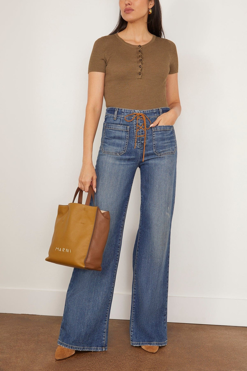 NILI LOTAN Francene Sweater in Military Green outlook