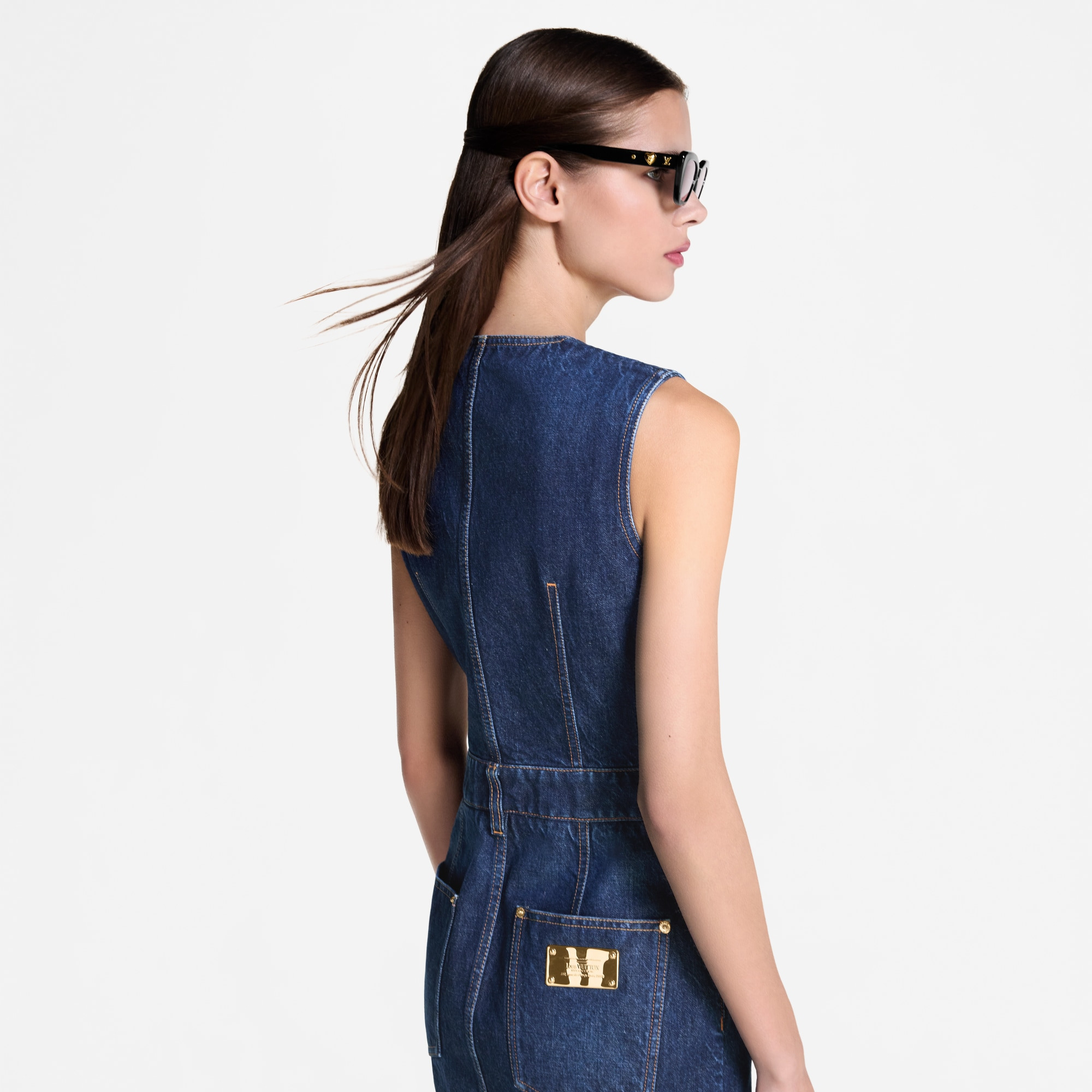 Button Front Washed Denim Dress - 7