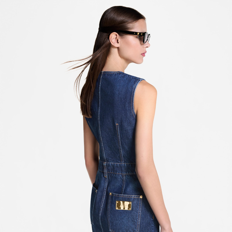 Button Front Washed Denim Dress 7