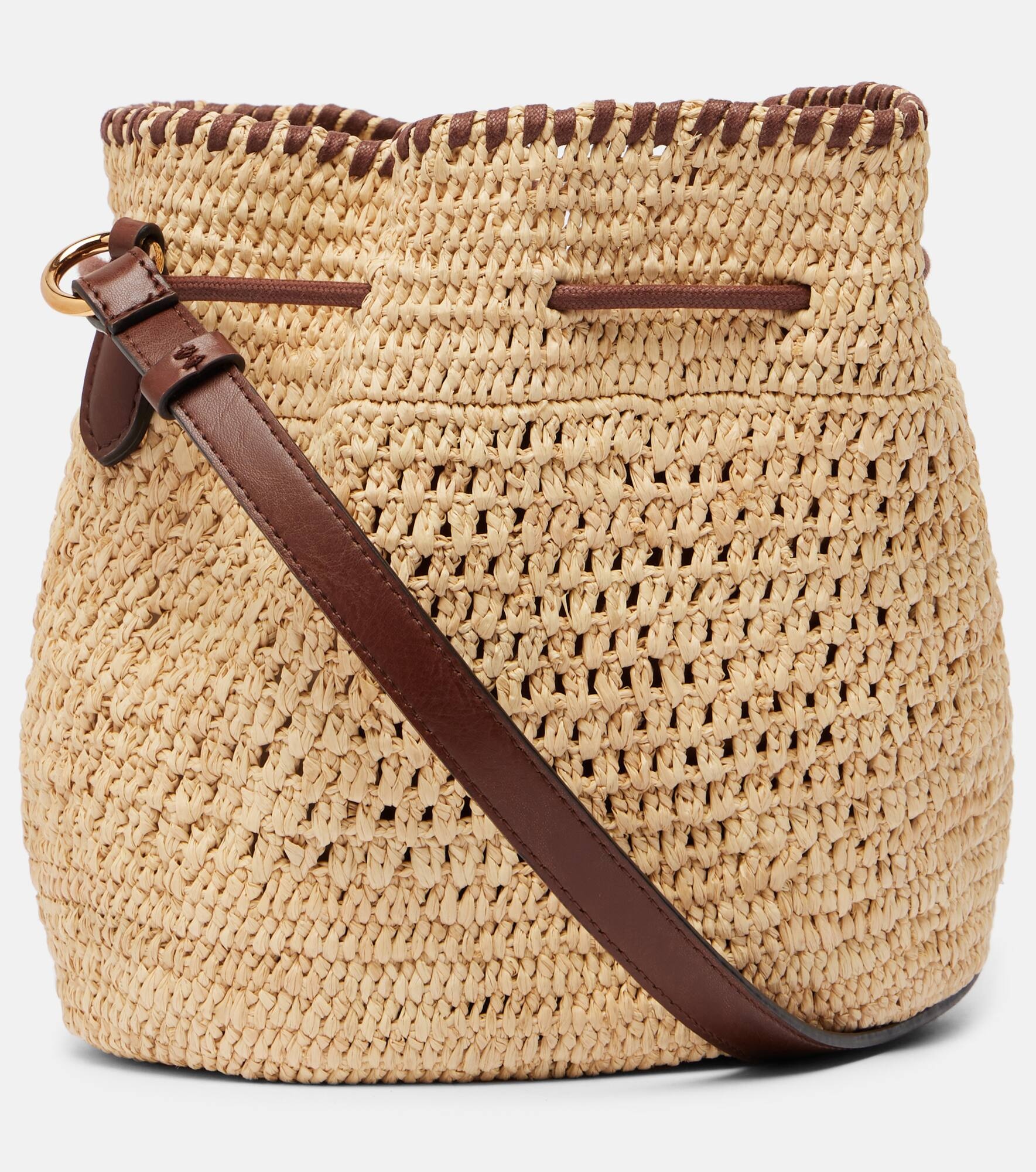 Falabella Small raffia bucket bag - 4