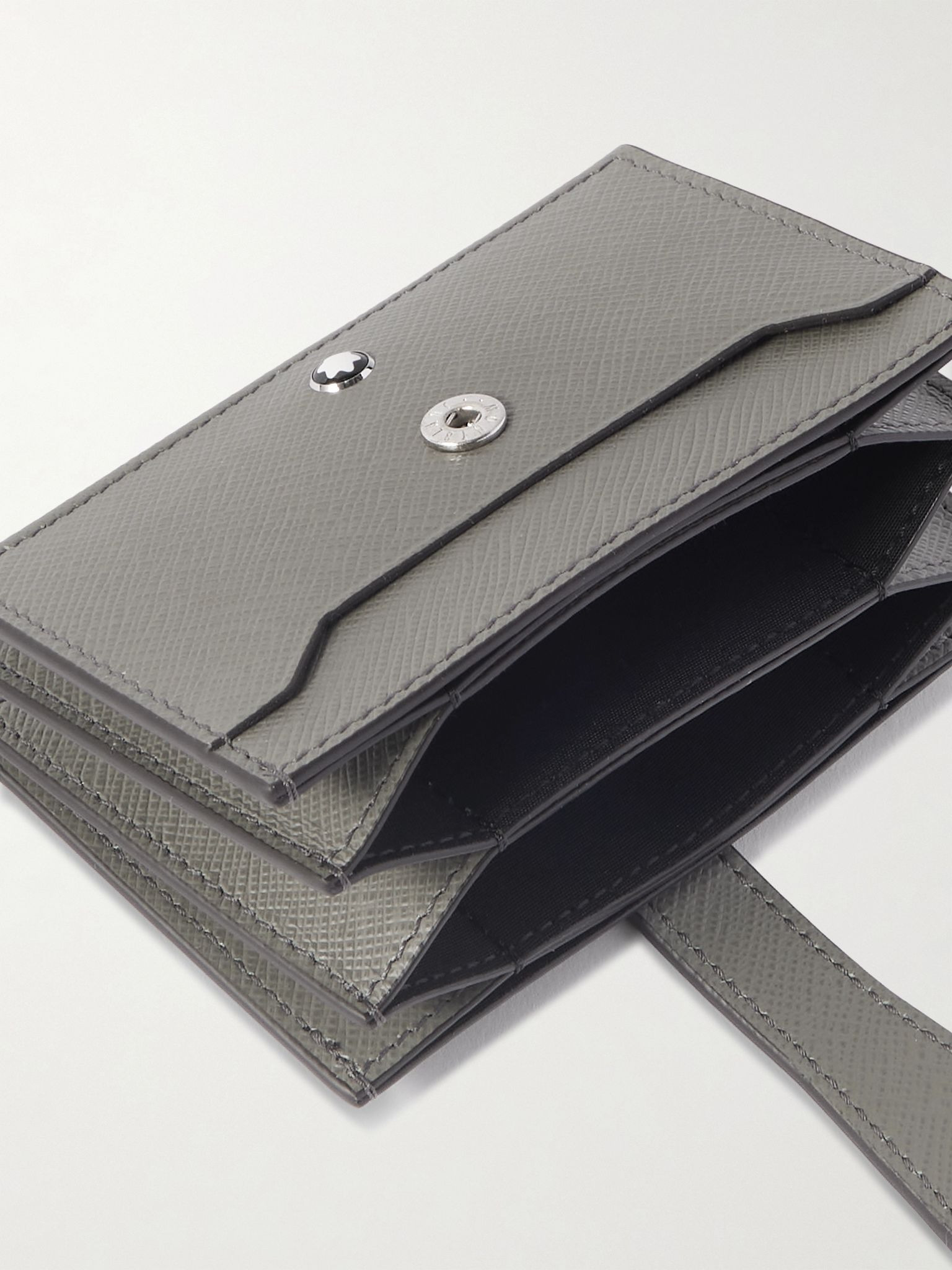 Sartorial Cross-Grain Leather Accordion Cardholder Gray - 4