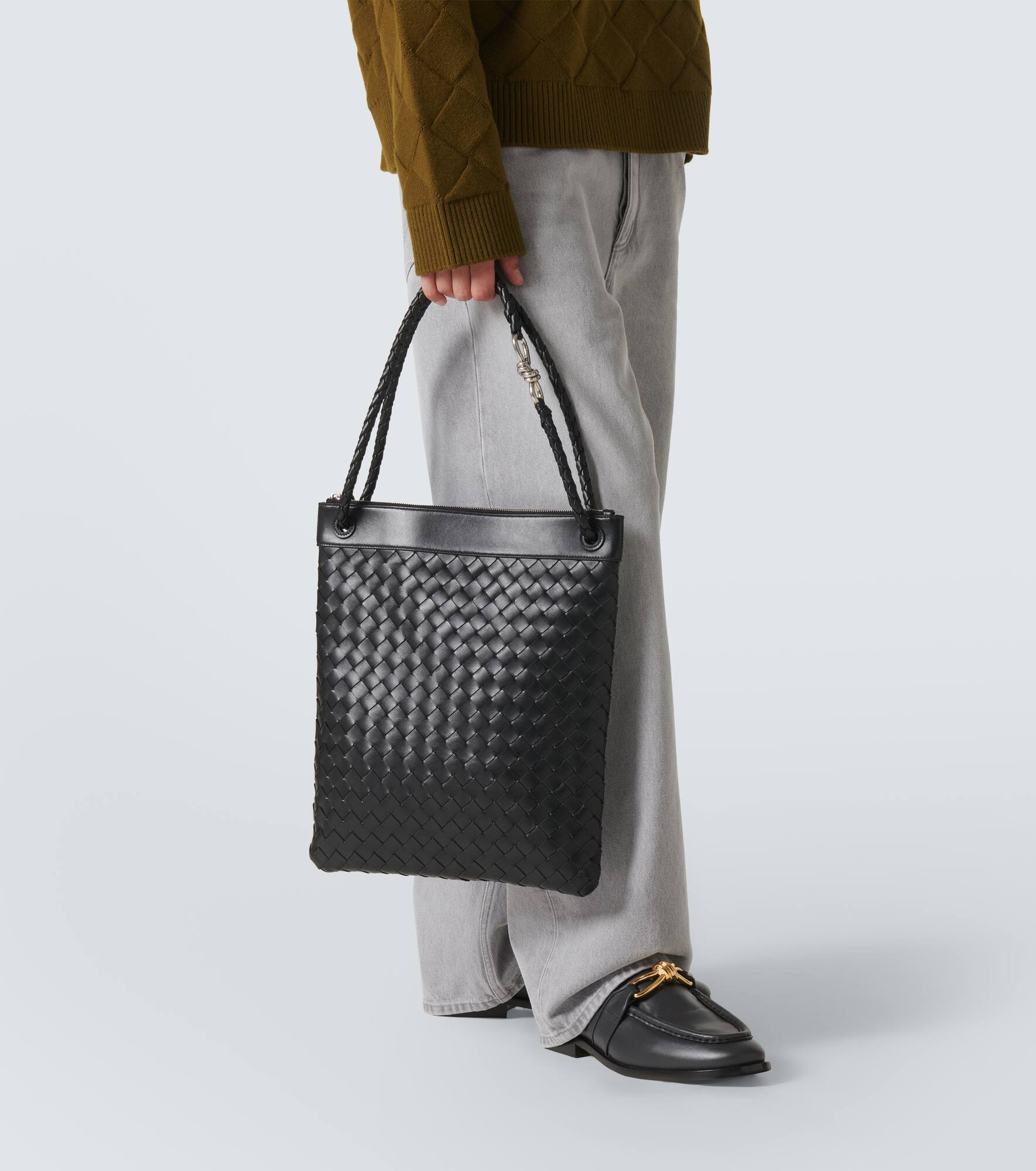 Andiamo Intrecciato leather messenger bag - 3