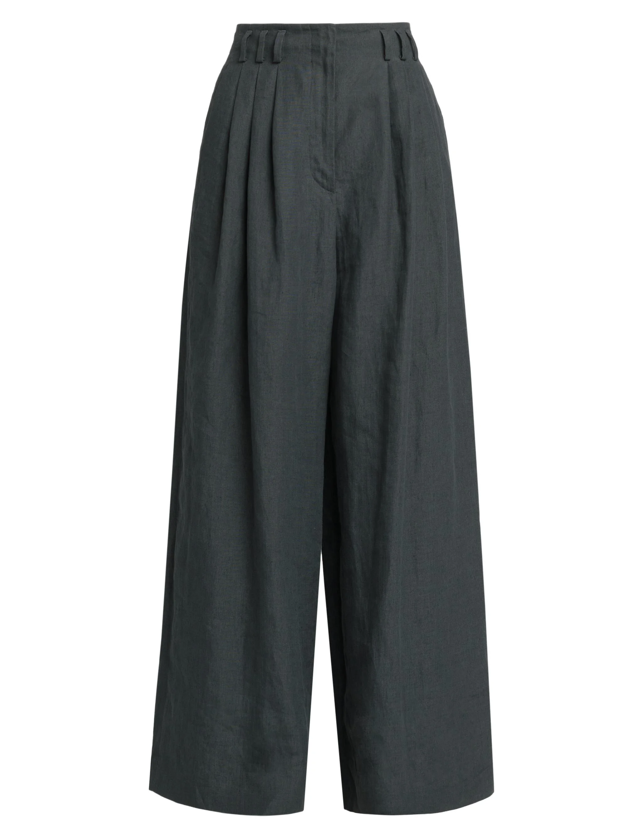 Women's Compact Linen Trousers - Forest - 1