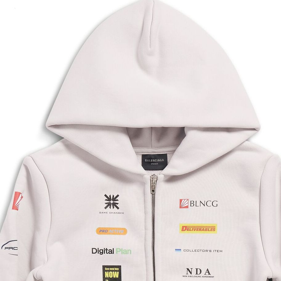 Balenciaga Business English Zip-up Hoodie 'Off White' 788243TQVH69016 - 5