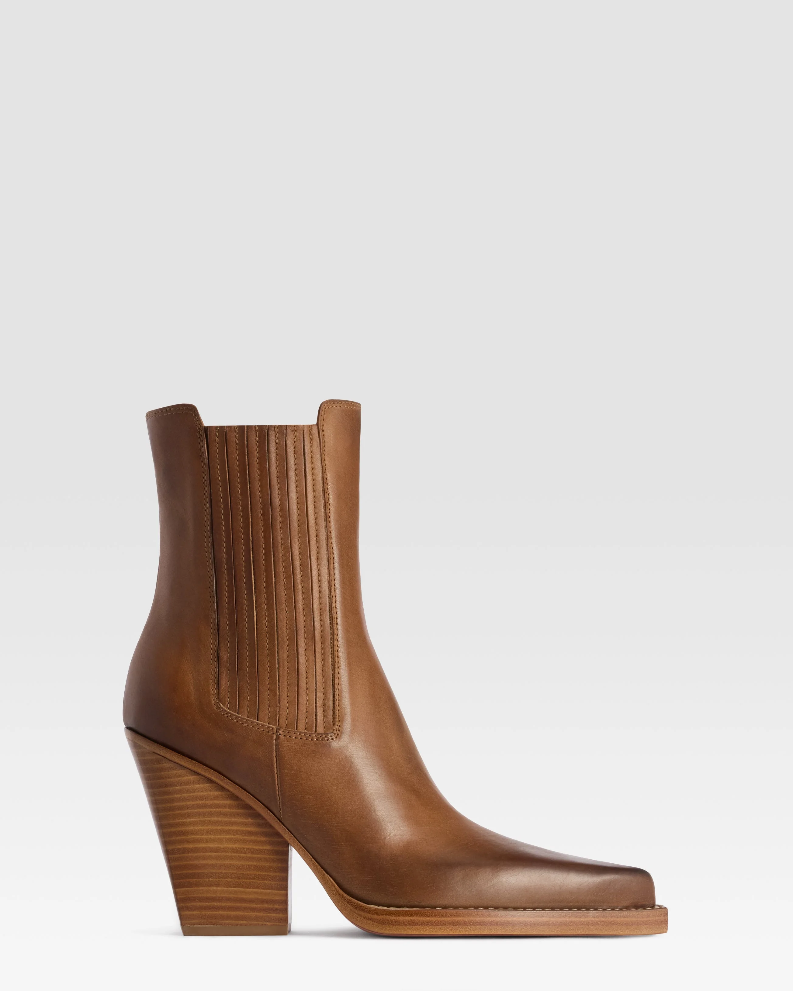 LEATHER WESTERN ANKLE BOOT - 1
