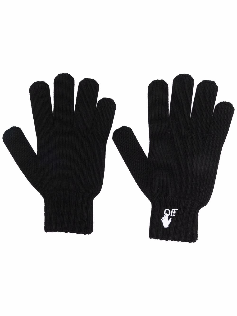 embroidered-logo knitted gloves - 1