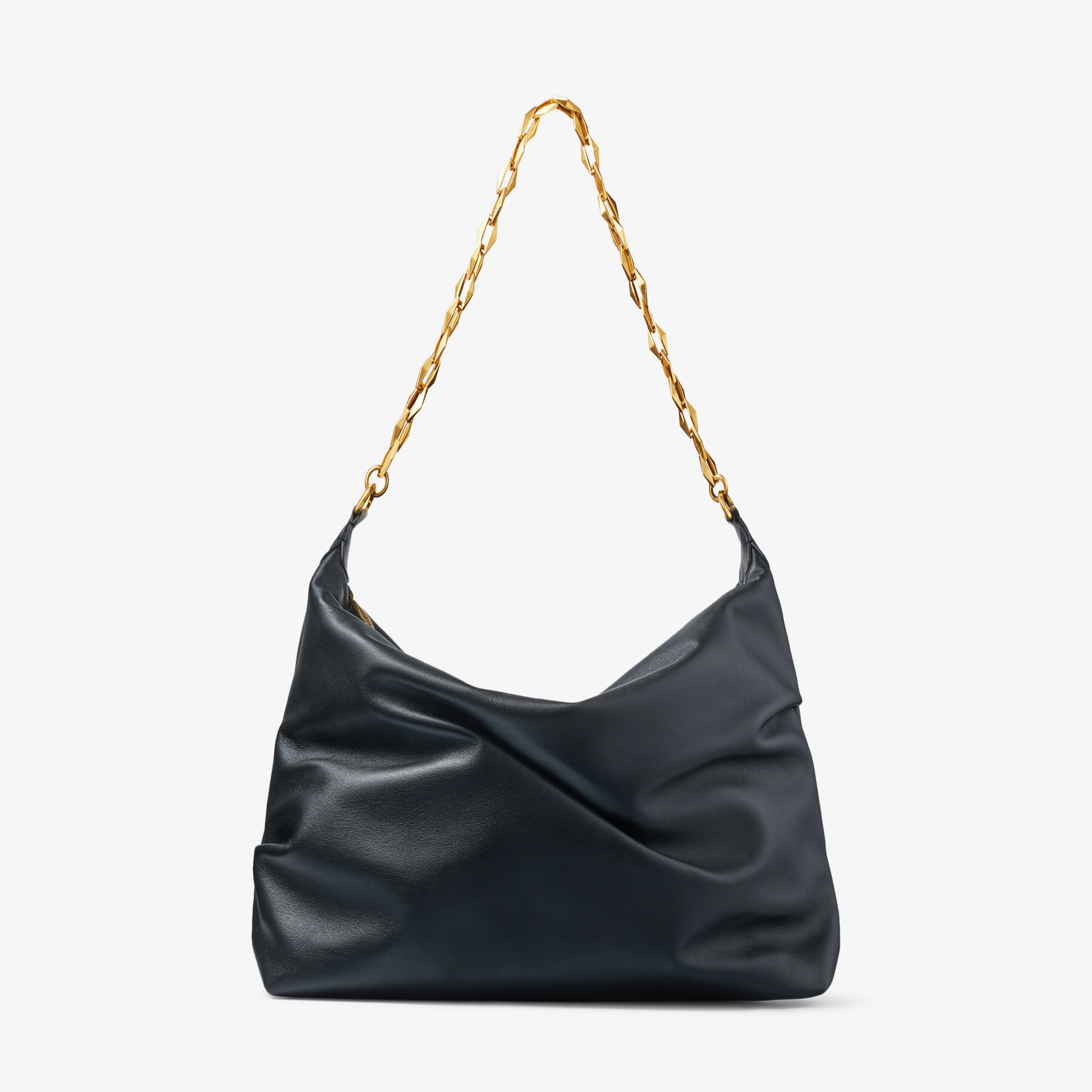 Diamond Soft Hobo M
Black Soft Calf Leather Hobo Bag with Chain Strap - 1