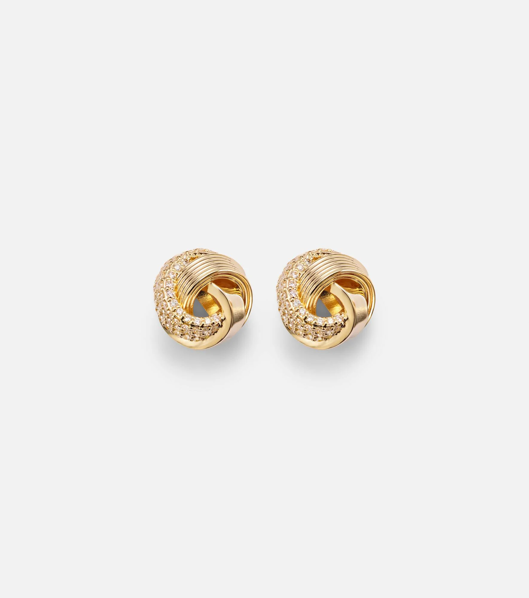 Tri-Link 14kt gold earrings with diamonds - 1