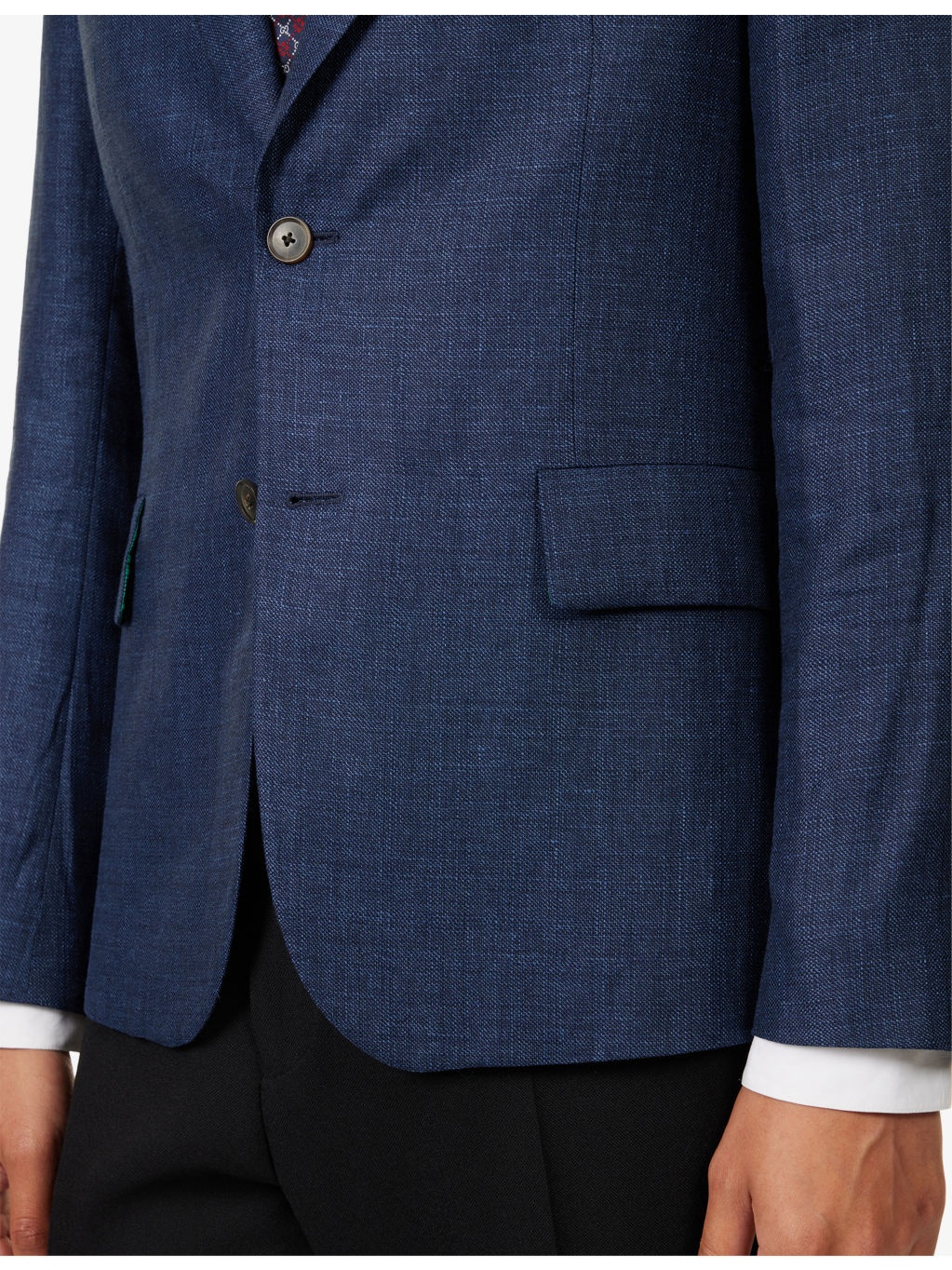 Notched-Lapel Long-Sleeves Linen-Wool Blend Jacket - 6