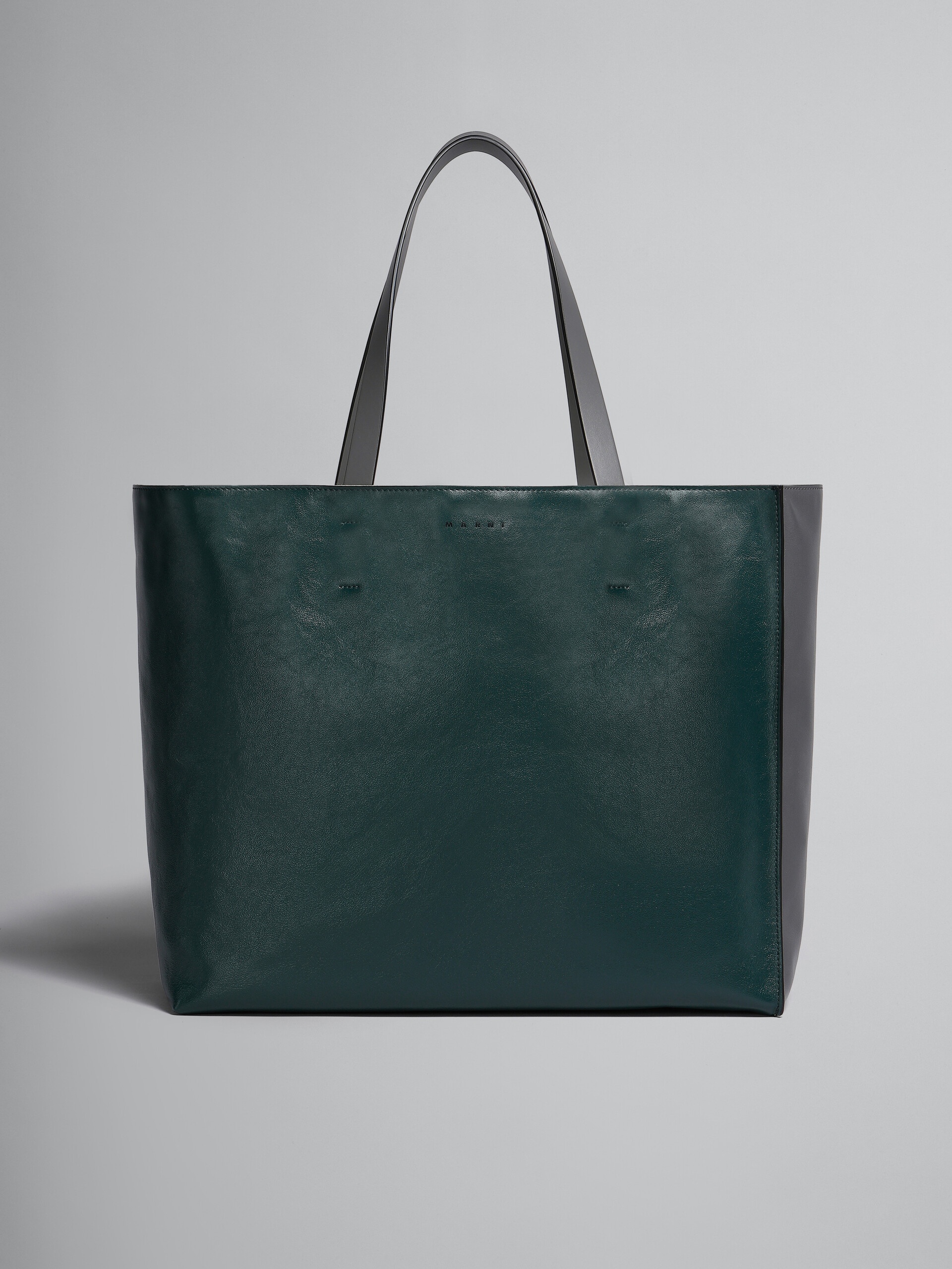 MUSEO SOFT BAG IN DARK GREEN AND DARK GREY LEATHER - 1