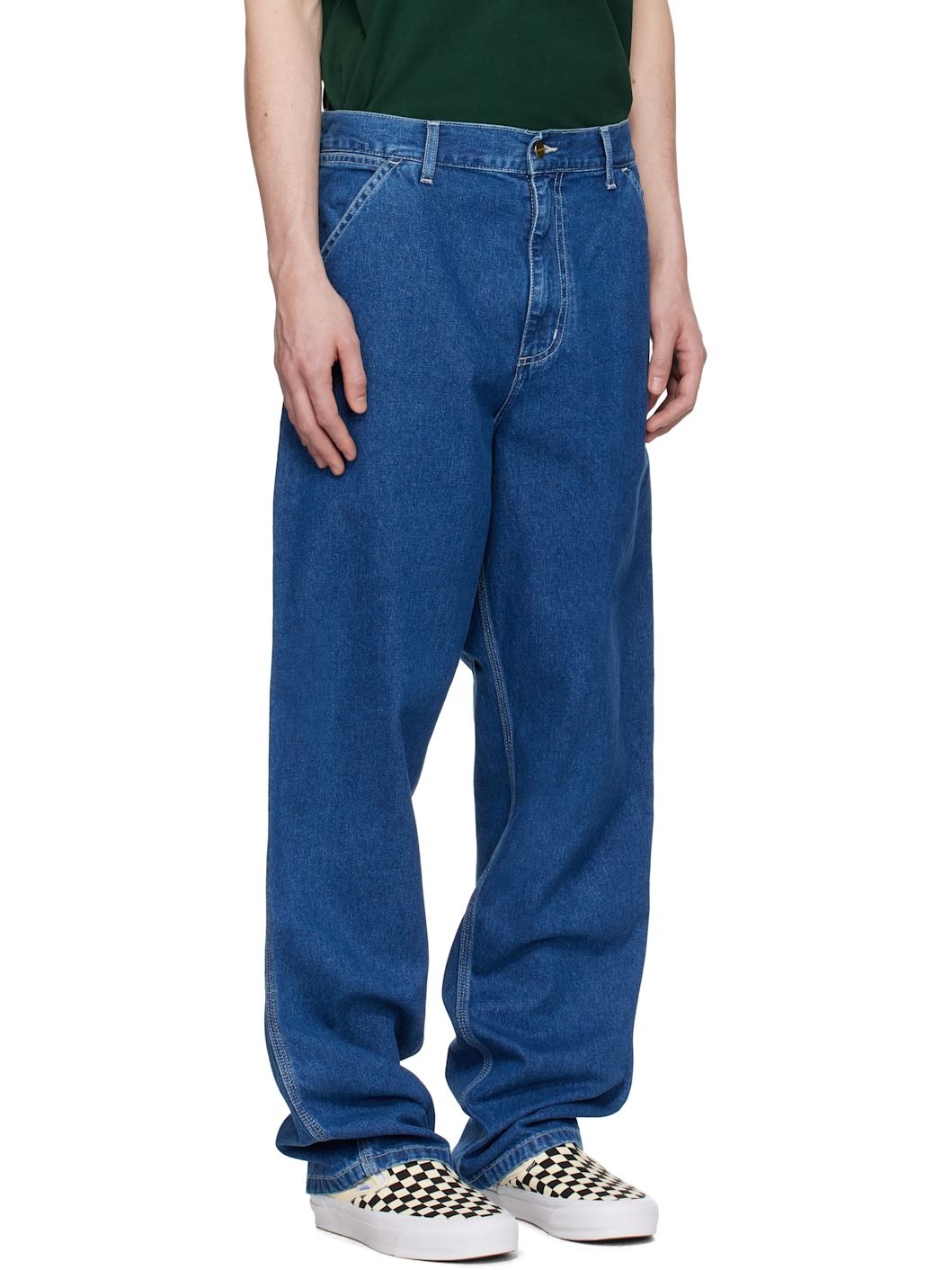 Blue Single Knee Jeans - 2