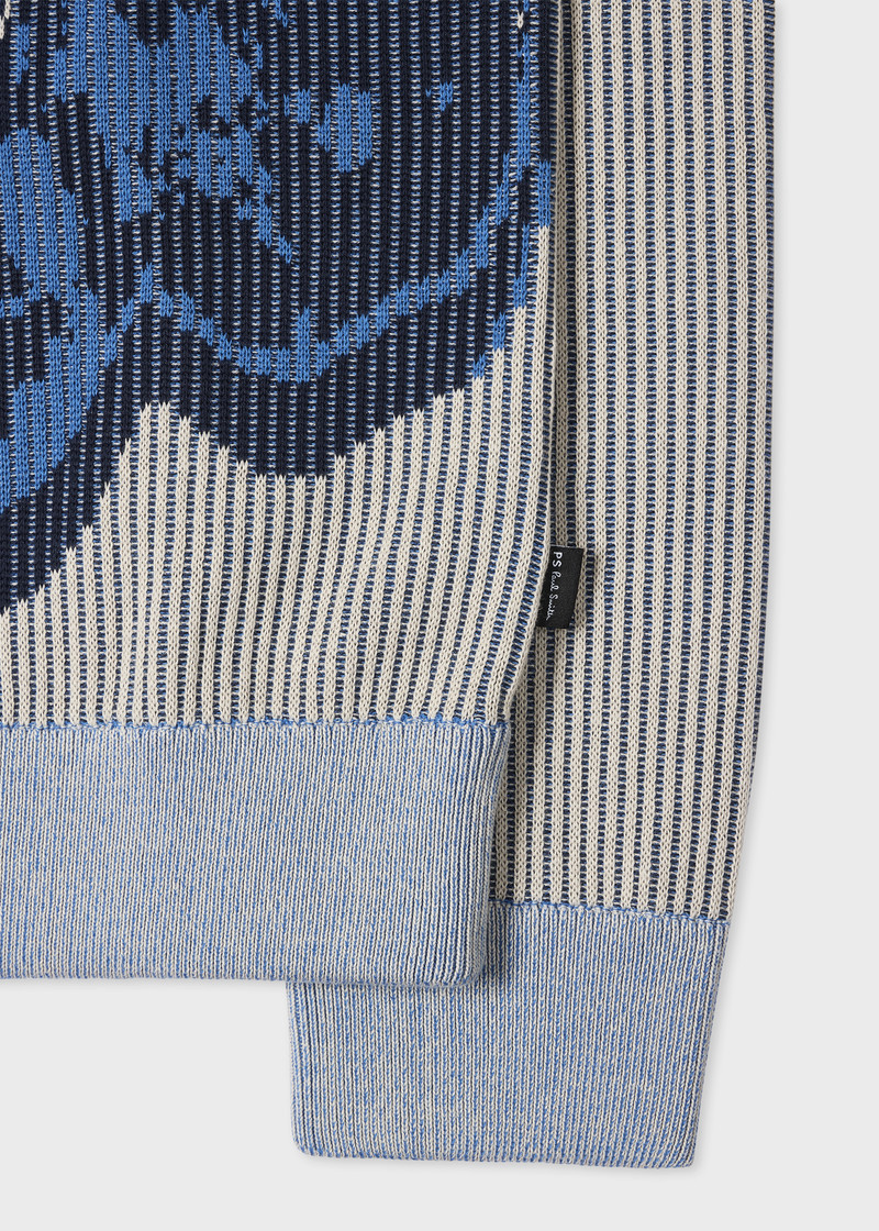Paul Smith Grey and Blue 'Zine Floral' Cotton Sweater outlook