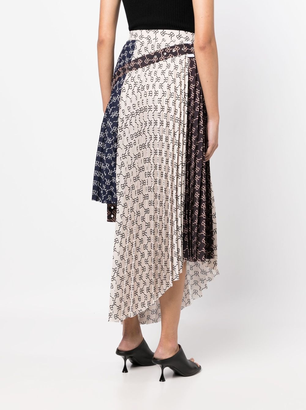 asymmetric monogram-print skirt - 4