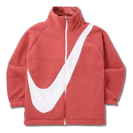 (WMNS) Nike logo lamb's wool reversible Stay Warm Stand Collar Jacket Red CZ4064-897 - 1
