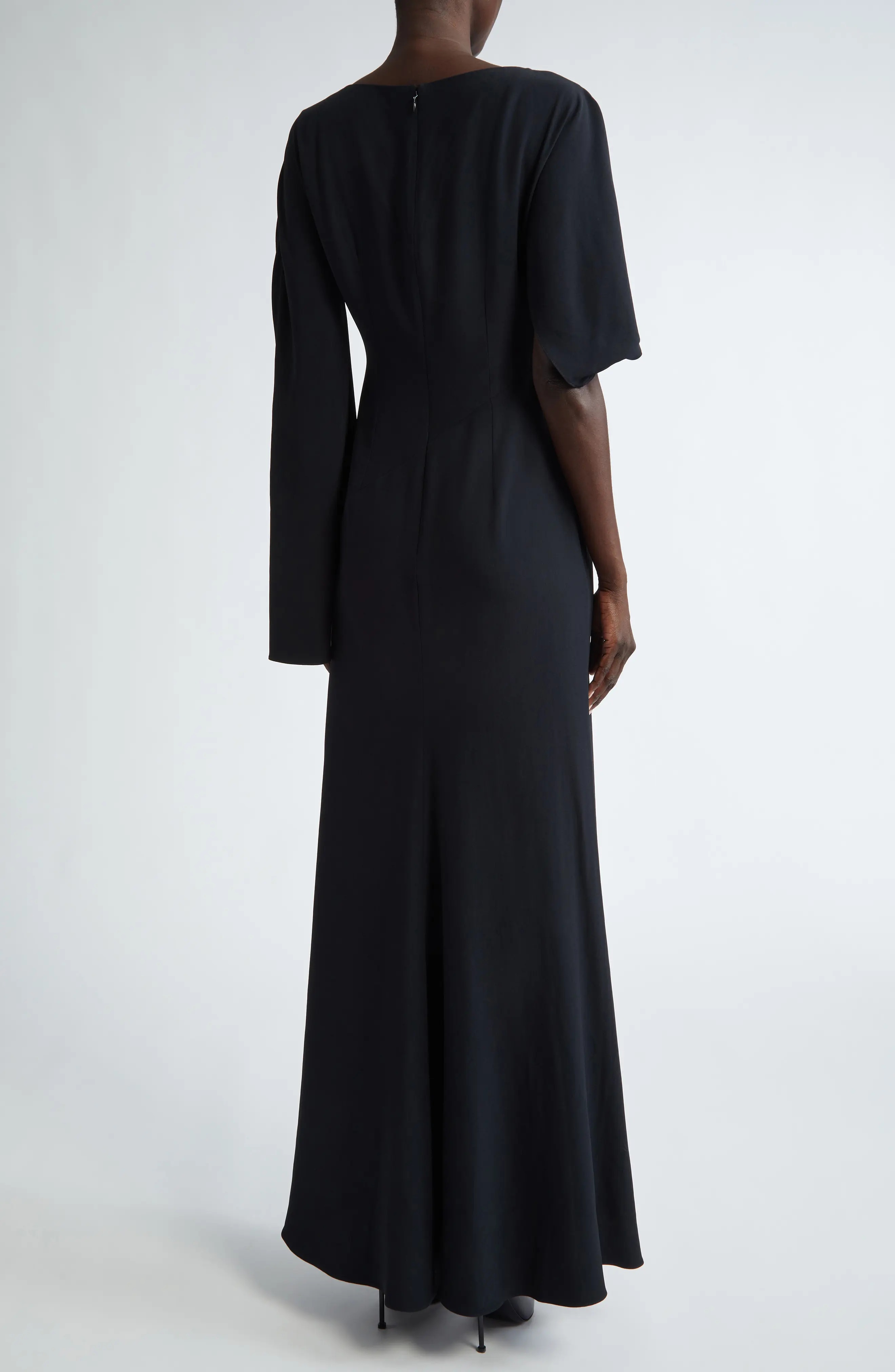 Asymmetric Sleeve Gown - 2