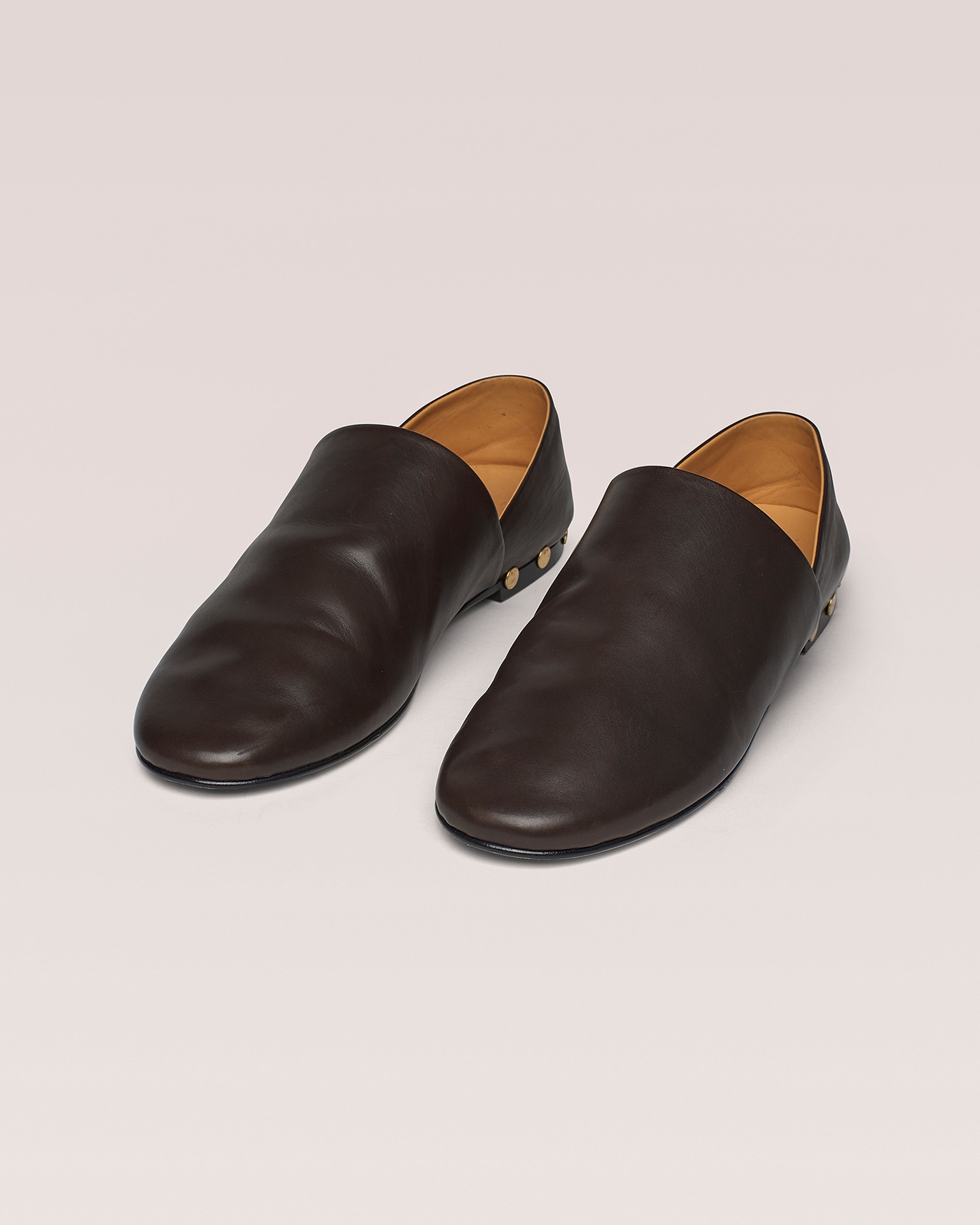 LINO STUD - Studded leather slip-on shoes - Dark chocolate - 1